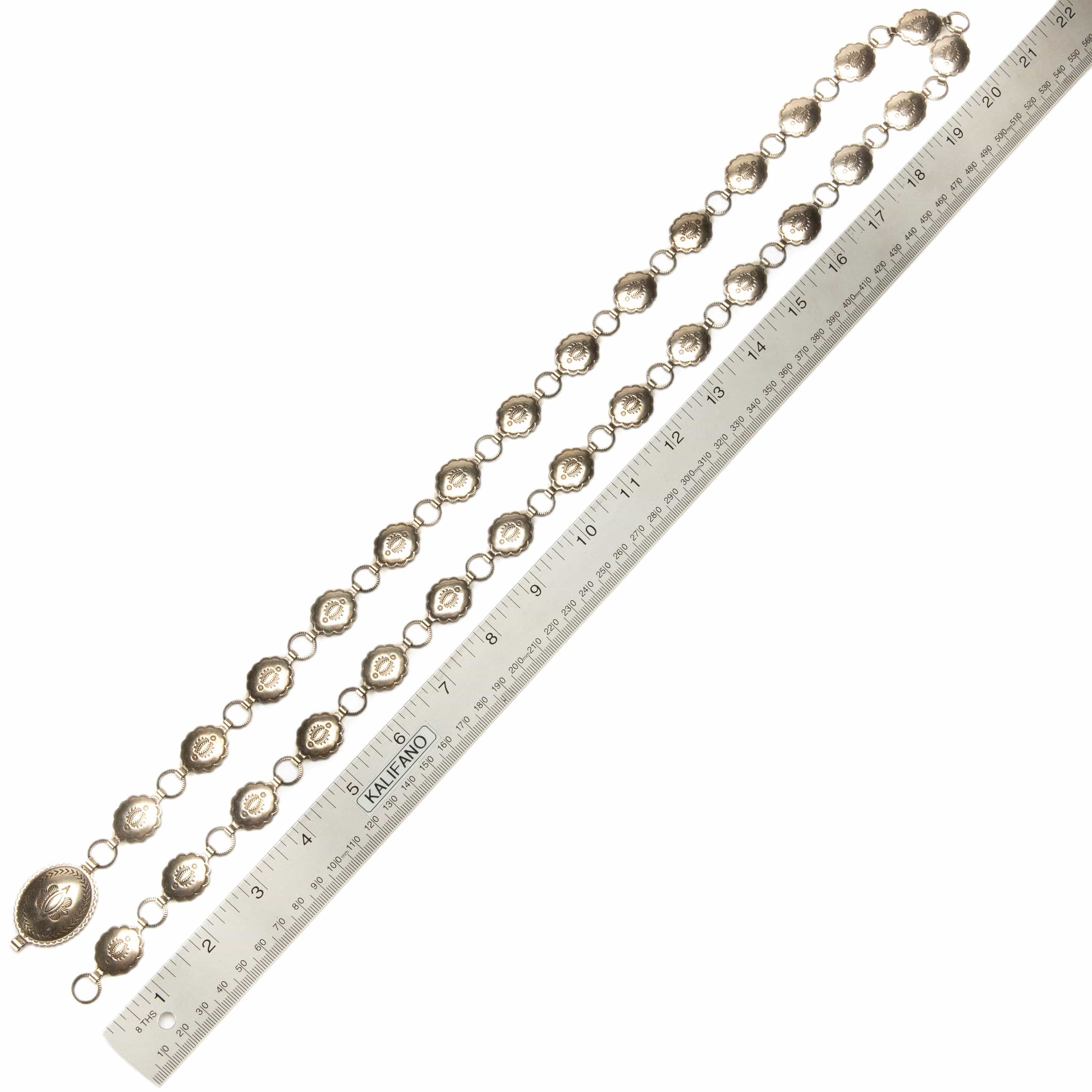Kalifano 42" Oval Nickel Silver Concho Belt NCB-13