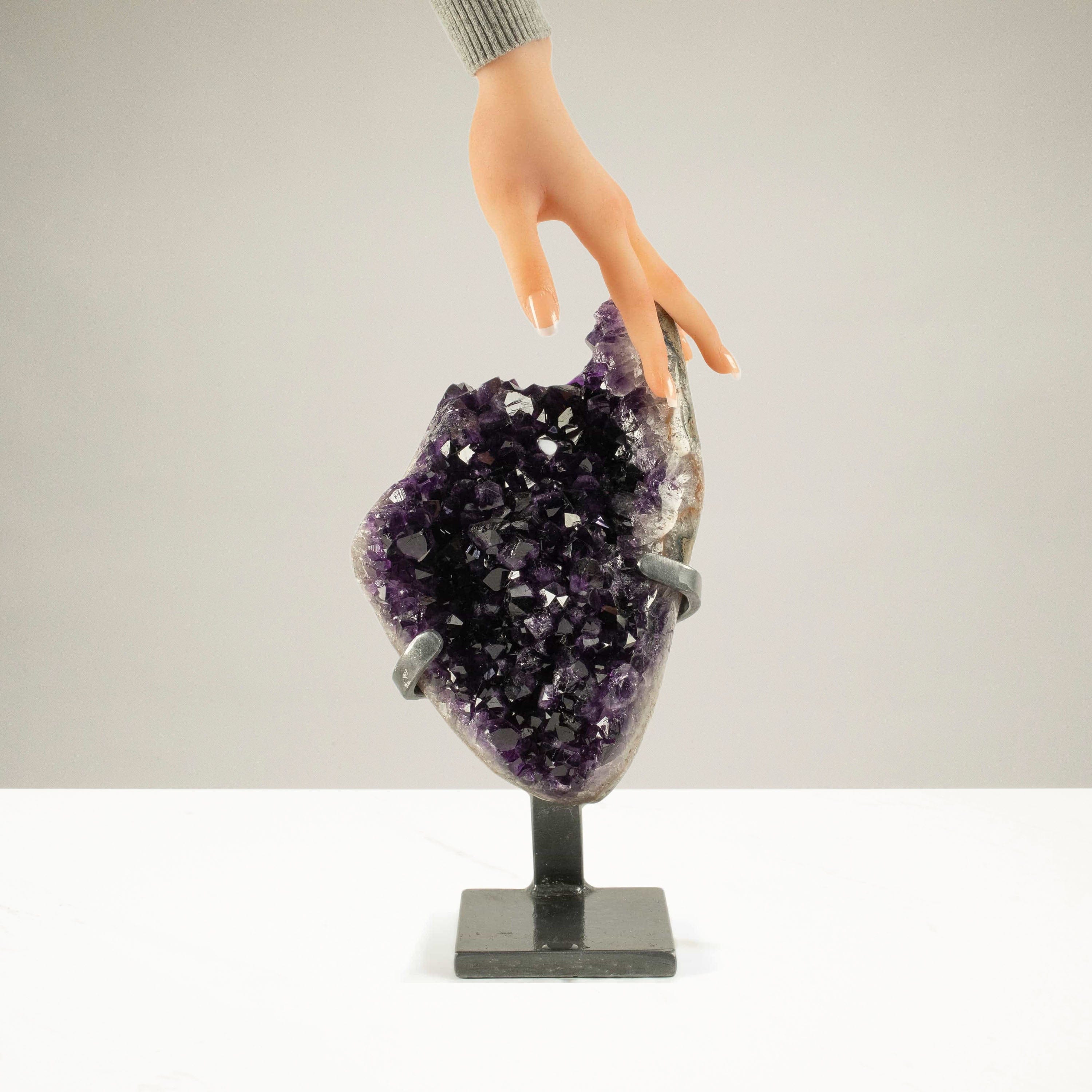 Kalifano Amethyst Uruguayan Amethyst Geode on Custom Stand - 10.4 lbs / 12 in. UAG4700.003