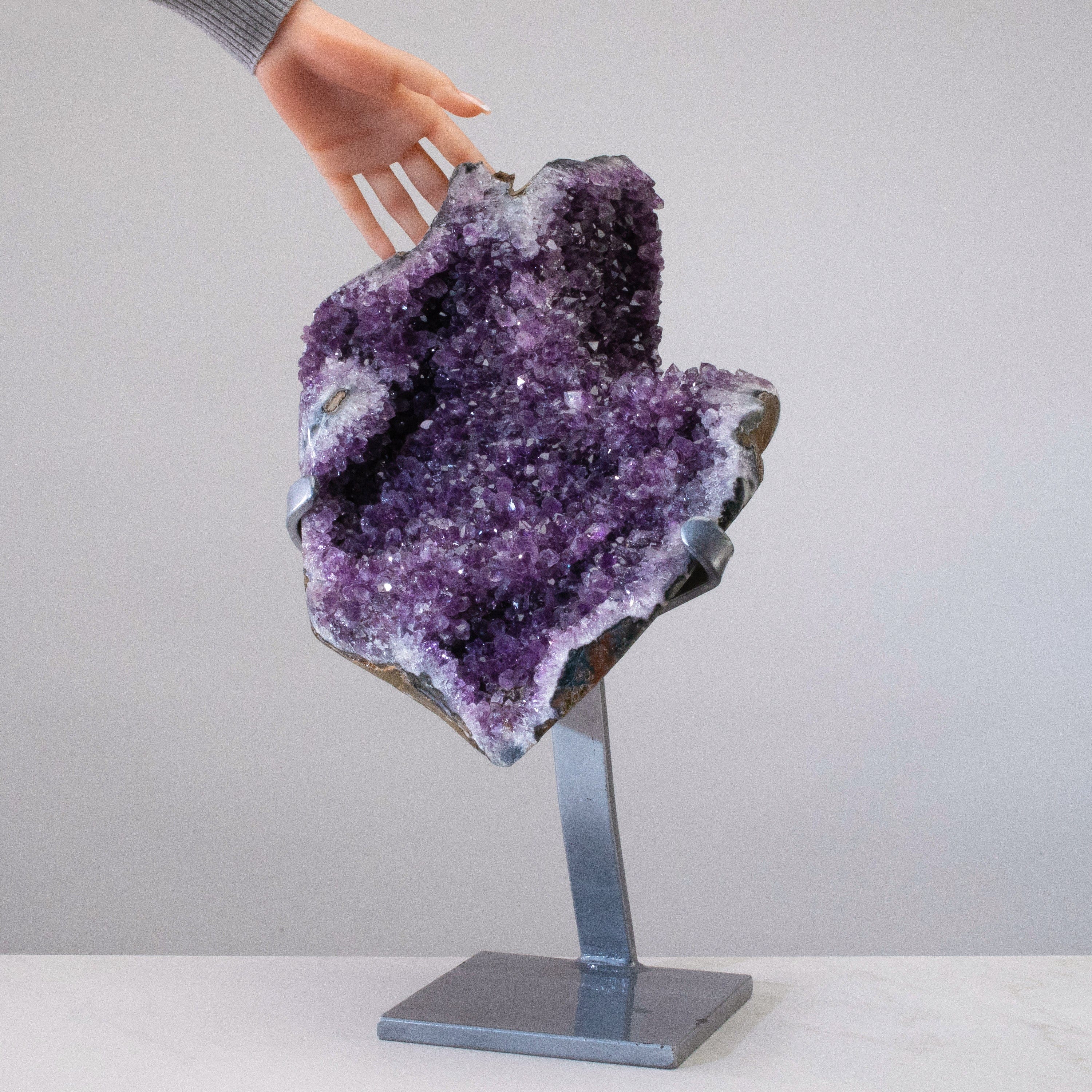 Kalifano Amethyst Uruguayan Amethyst Geode on Custom Stand - 18.5" / 30 lbs UAG9600.006