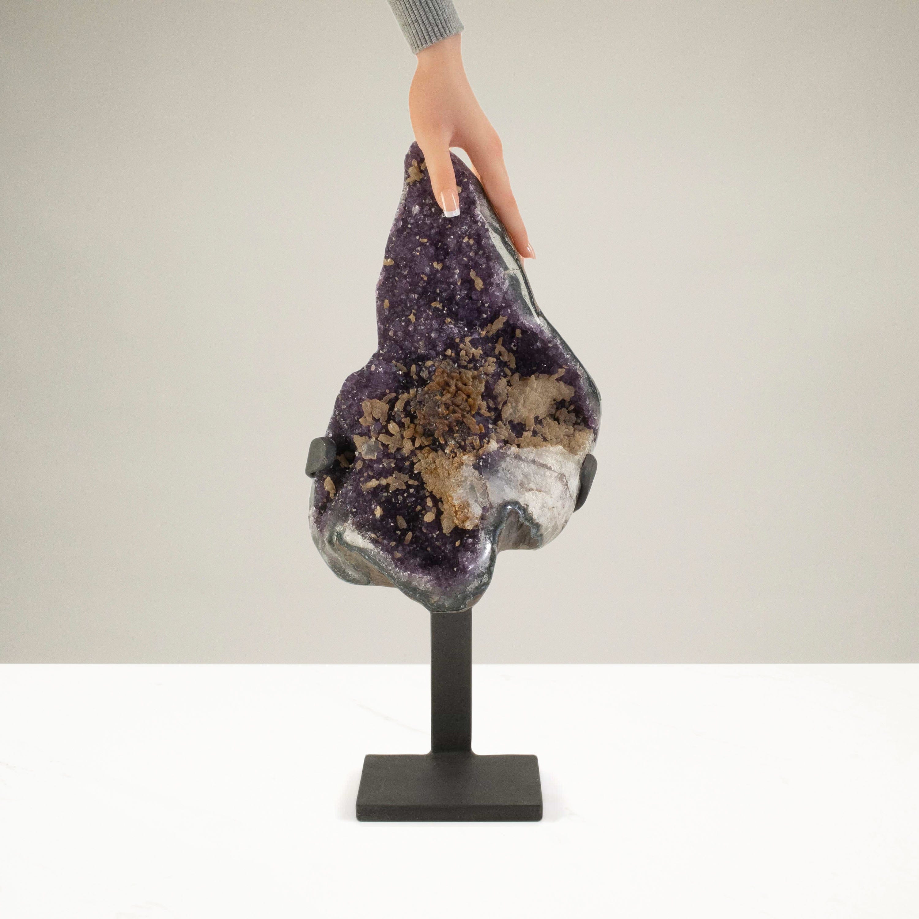 Kalifano Amethyst Uruguayan Amethyst Geode on Custom Stand - 22.1 lbs / 19.5 in. UAG7700.001