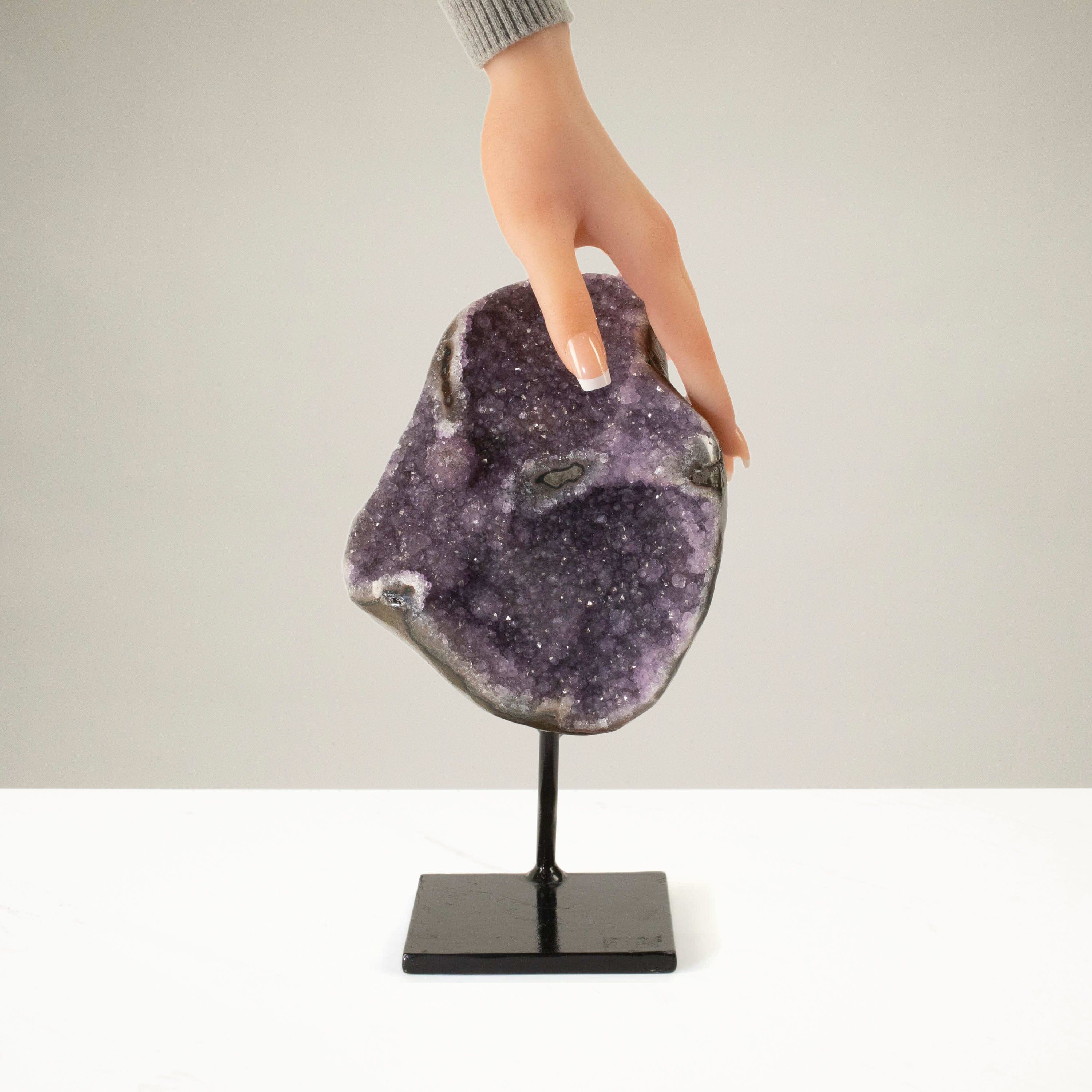 Kalifano Amethyst Uruguayan Amethyst Geode on Custom Stand - 6.6 lbs / 10 in. UAG3000.013