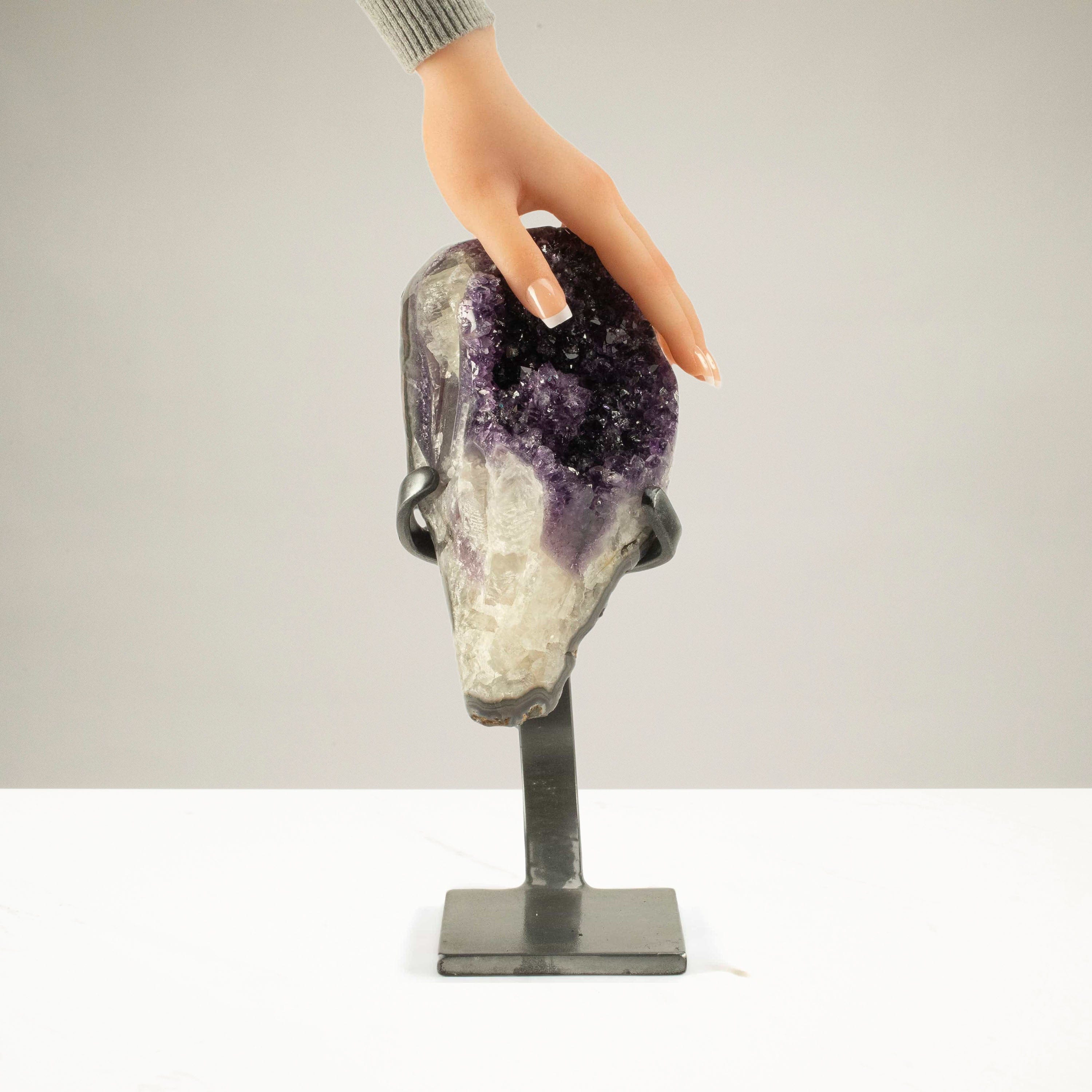 Kalifano Amethyst Uruguayan Amethyst Geode on Custom Stand - 7.7 lbs / 11.5 in. UAG3500.004