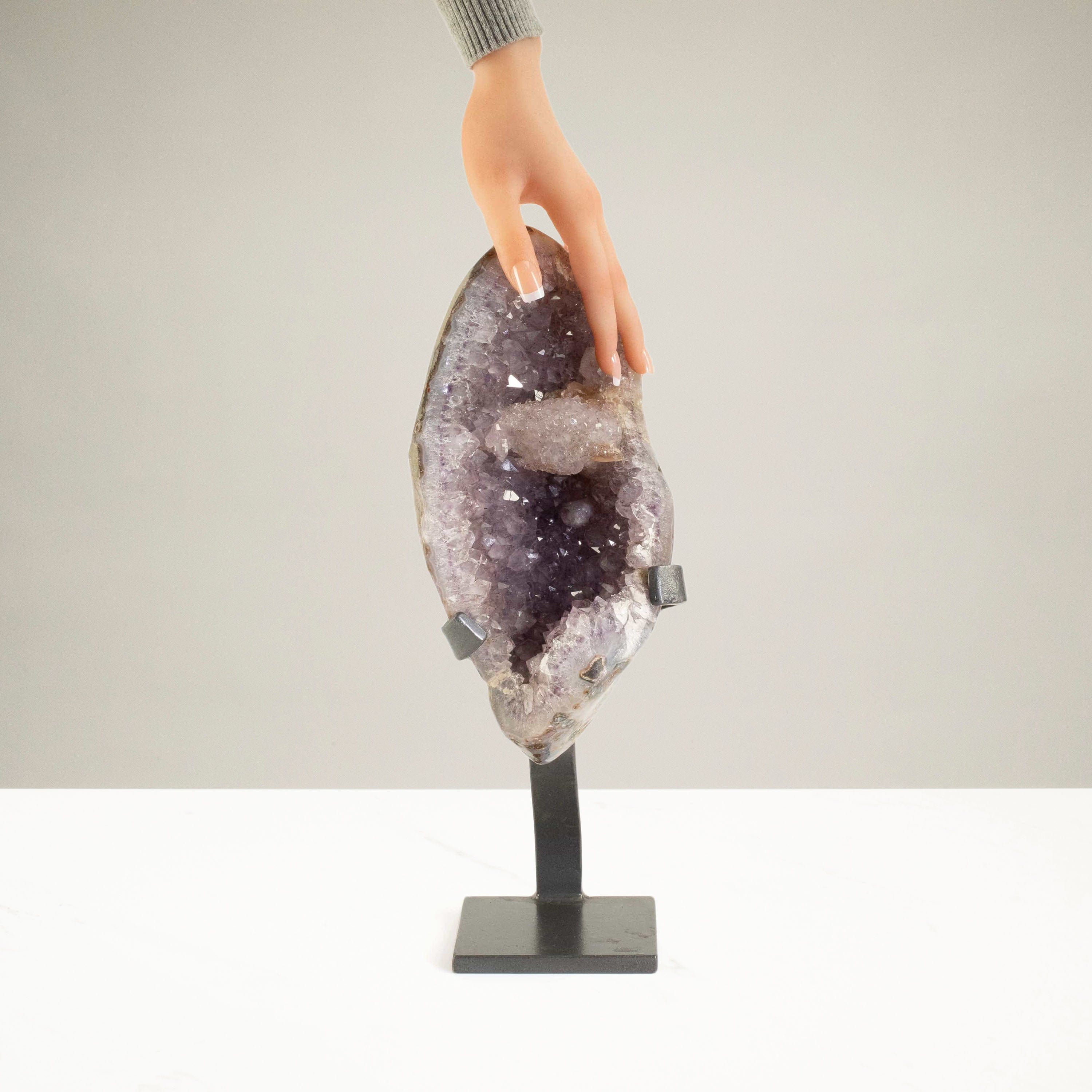 Kalifano Amethyst Uruguayan Amethyst Geode on Custom Stand - 9.2 lbs / 15 in. UAG2100.017