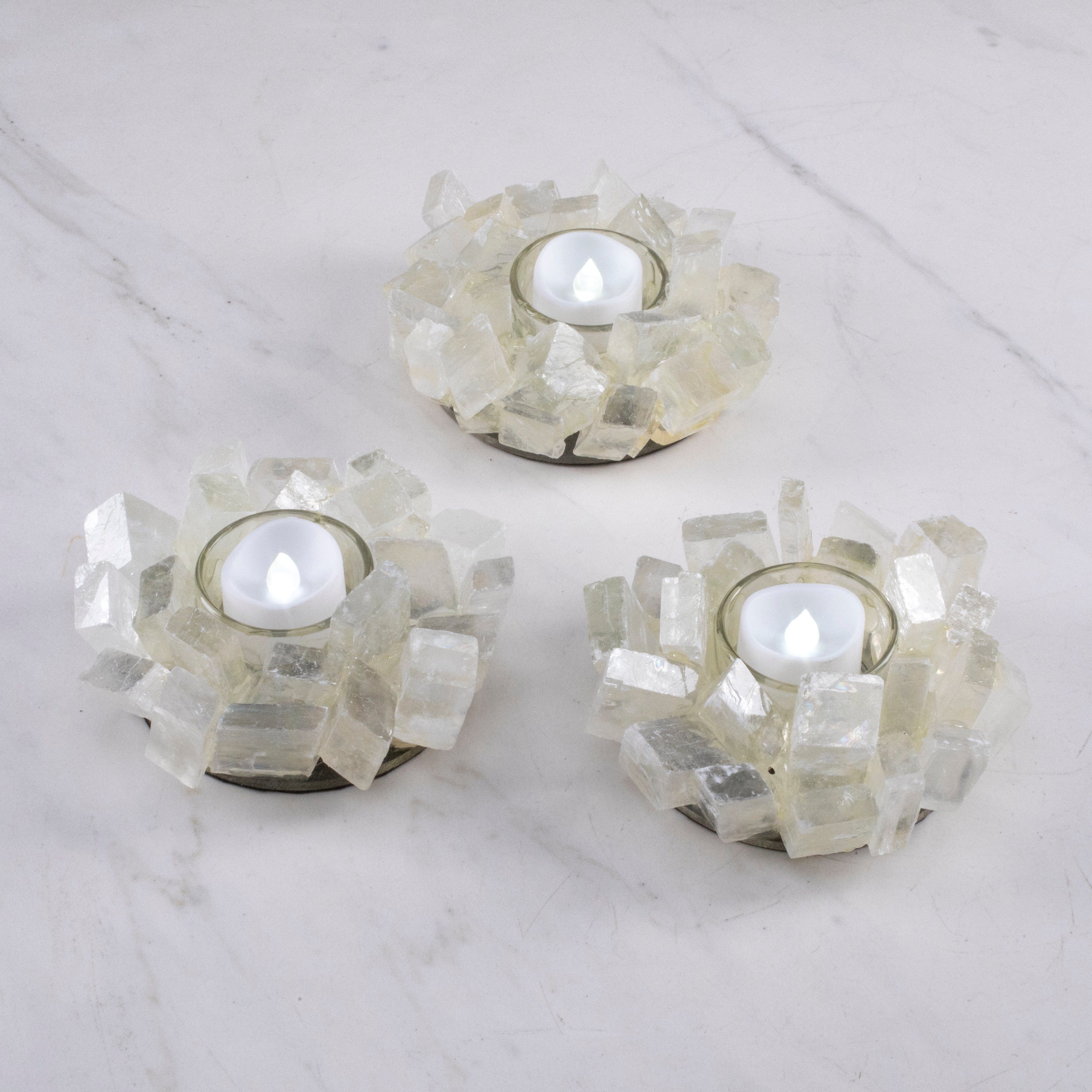 Kalifano Candle Holders Calcite Tealight Candle Holder GCH-17