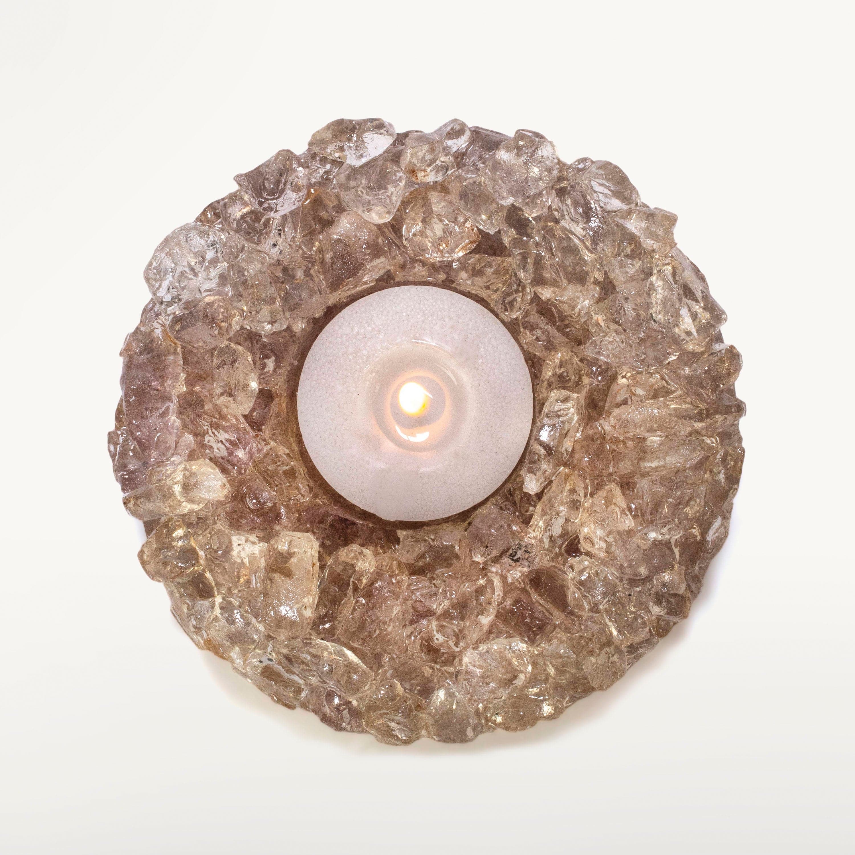 Kalifano Candle Holders Crushed Quartz Tealight Candle Holder GCH-18
