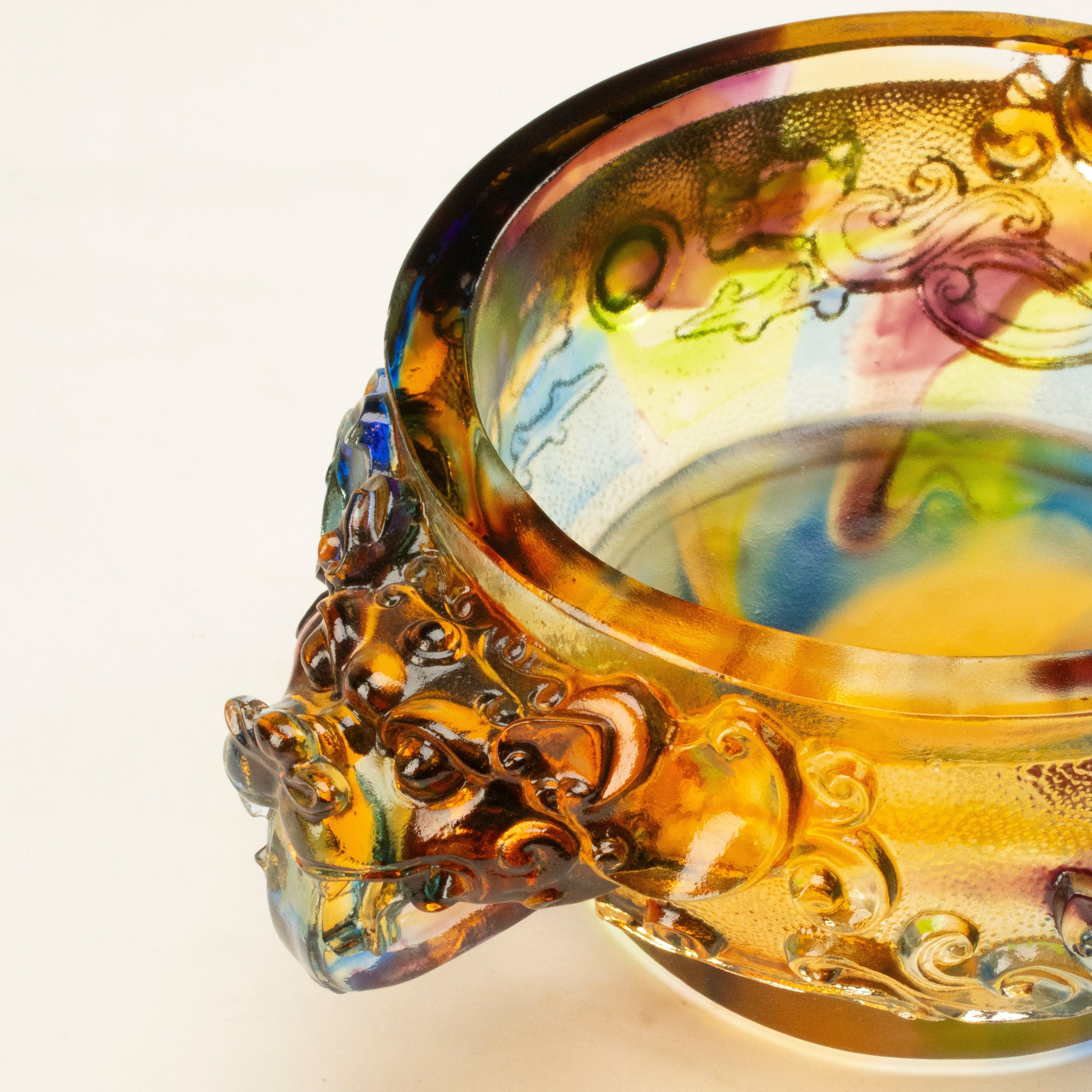 Kalifano Crystal Carving Magnificent Dragon Bowl Crystal Carving - A Symbol of Power and Good Fortune CR450-DB