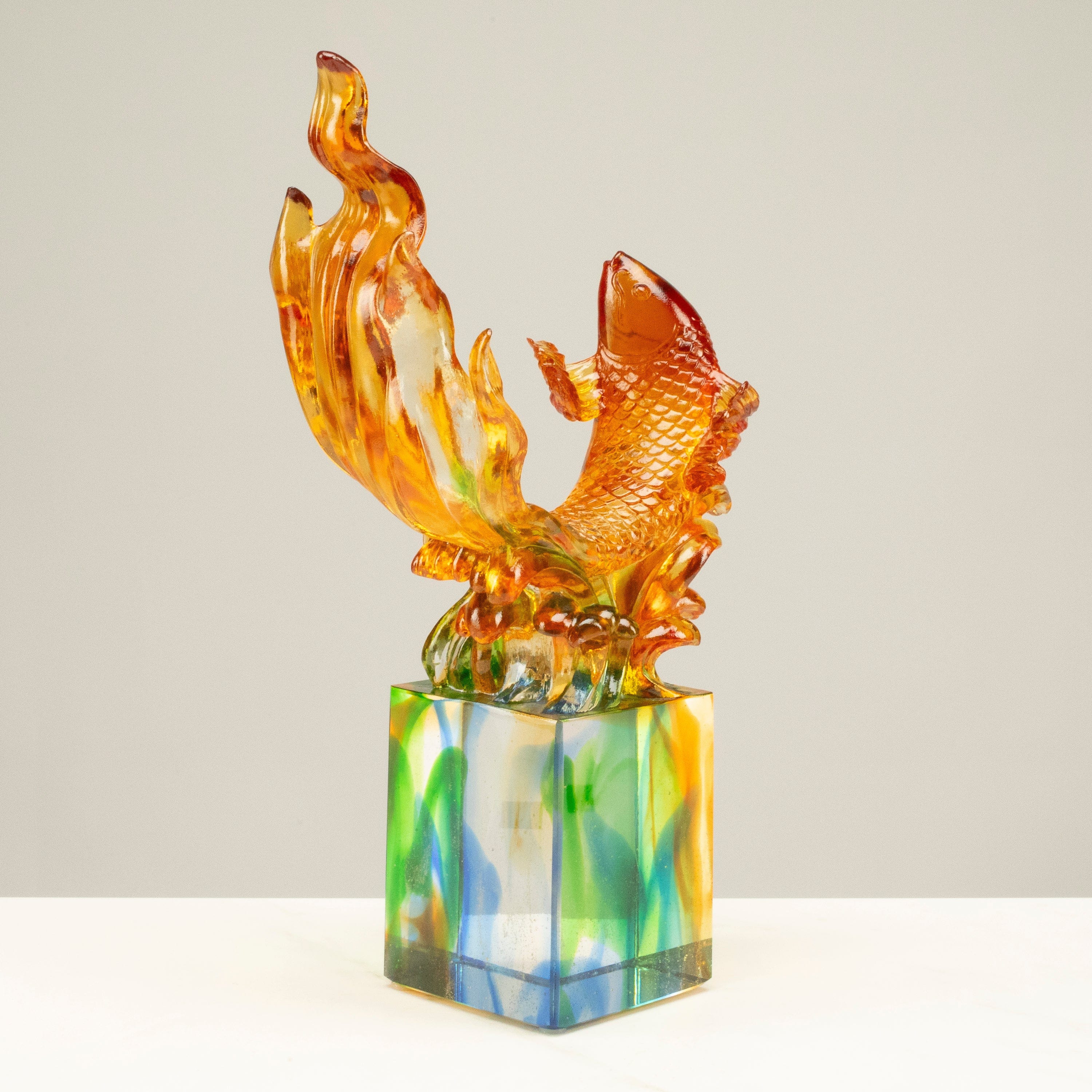 Kalifano Crystal Carving Magnificent Koi Fish Crystal Carving - A Symbol of Perseverance and Good Fortune CR1200-KOI