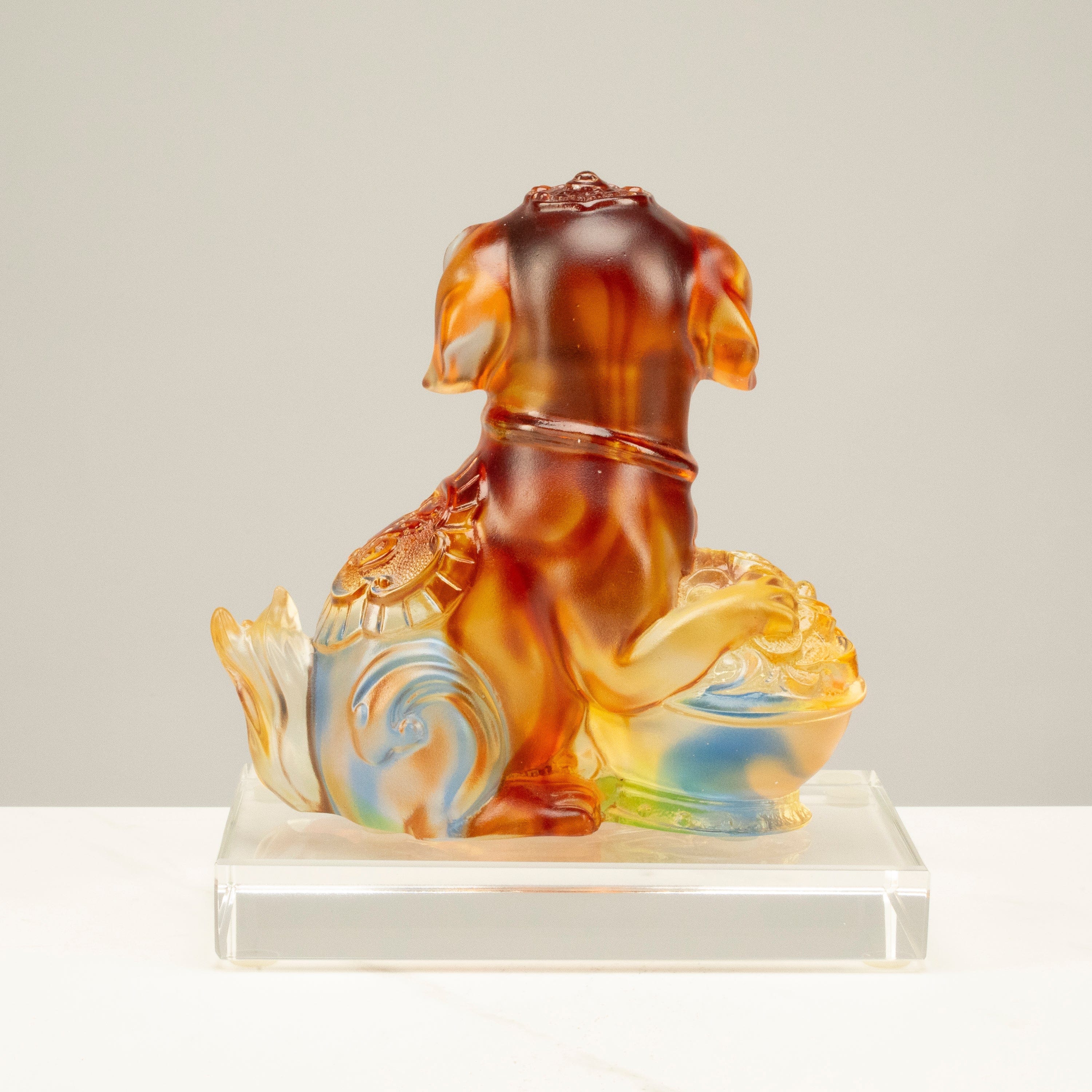 Kalifano Crystal Carving Money Dog Glass Carving Art CRYSTAL.184