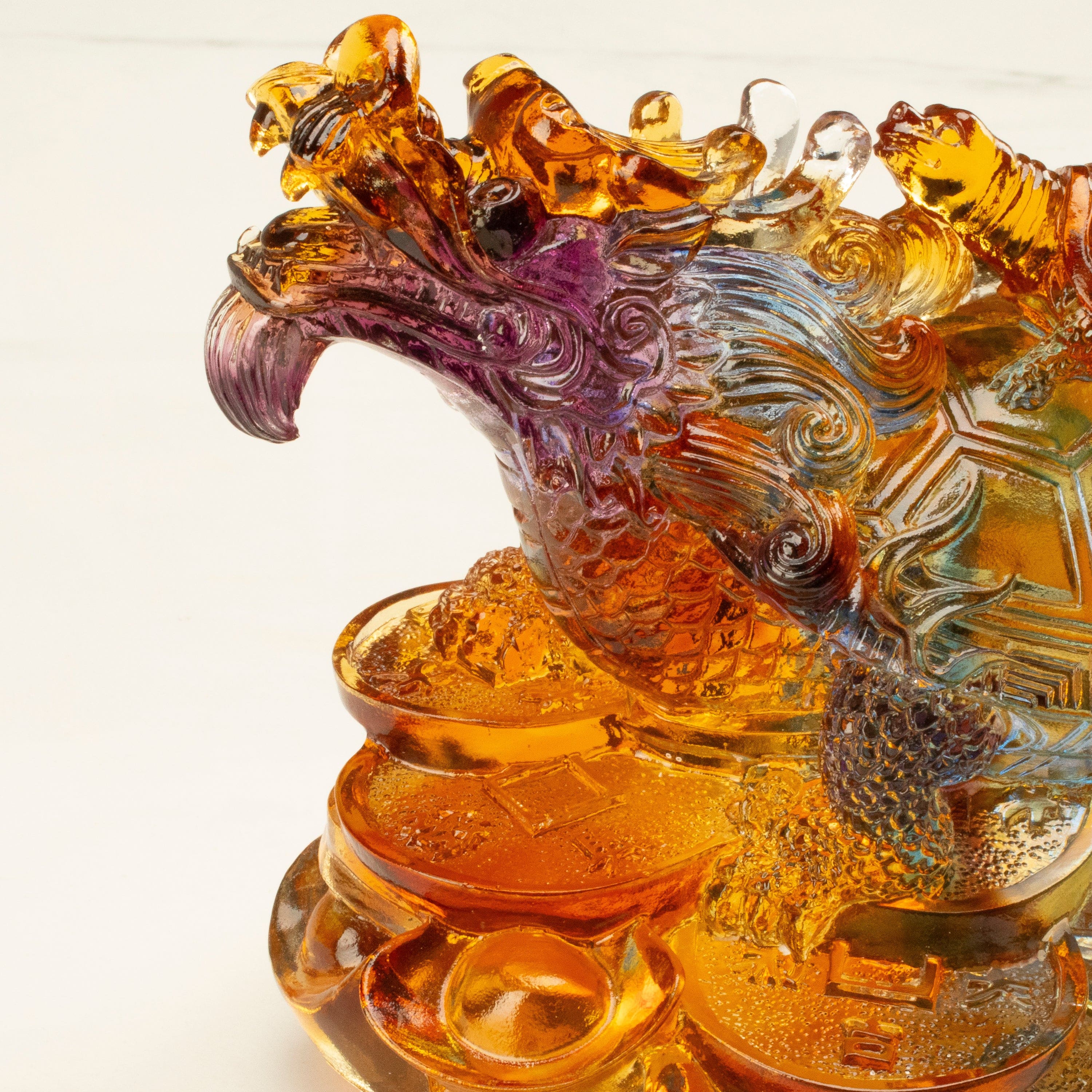 Kalifano Crystal Carving Mystical Ancient Turtle Dragon Family Crystal Carving - A Symbol of Longevity and Wisdom CR400-DT