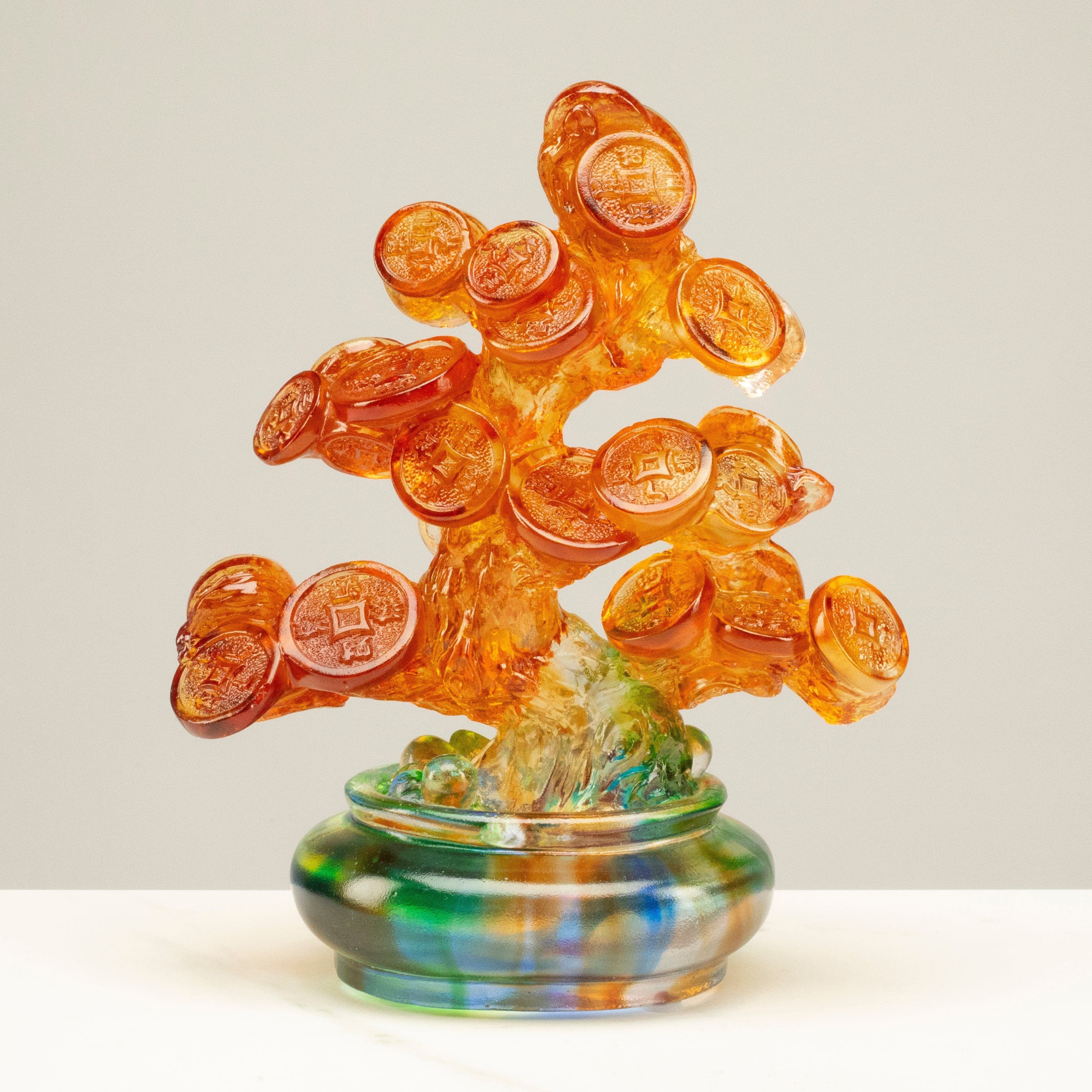Kalifano Crystal Carving Prosperous Money Tree Crystal Carving - A Symbol of Financial Success and Good Fortune CR330-GEM