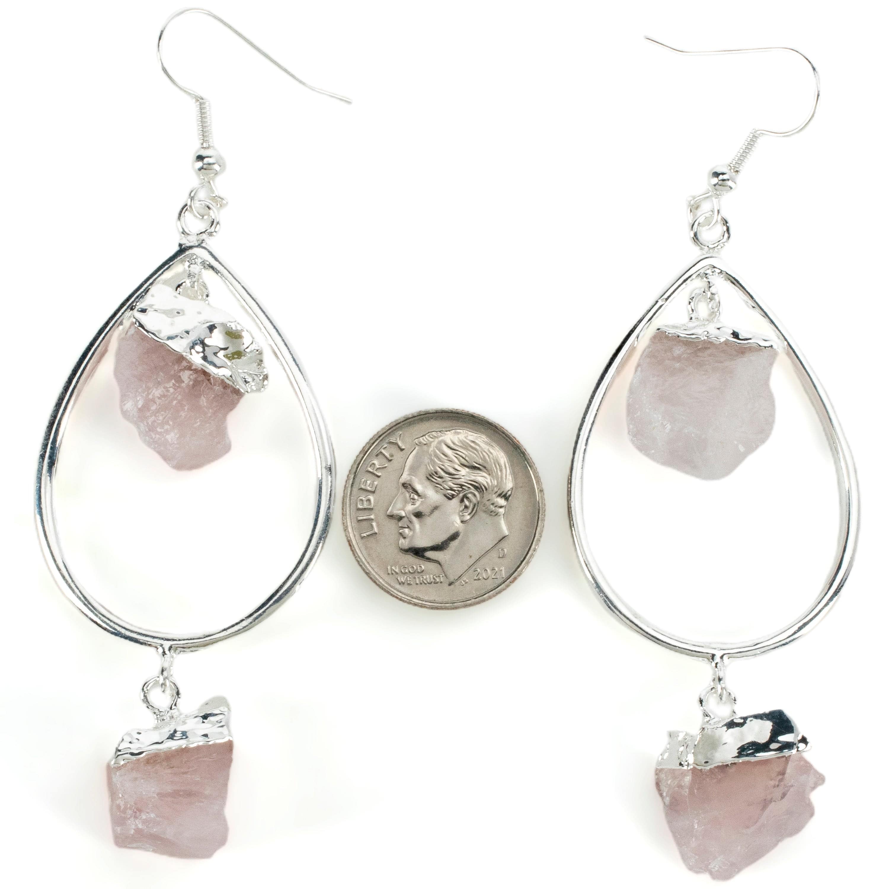 Kalifano Crystal Jewelry Rose Quartz Crystal Drop French Hook Earrings CJE-1548-RQ