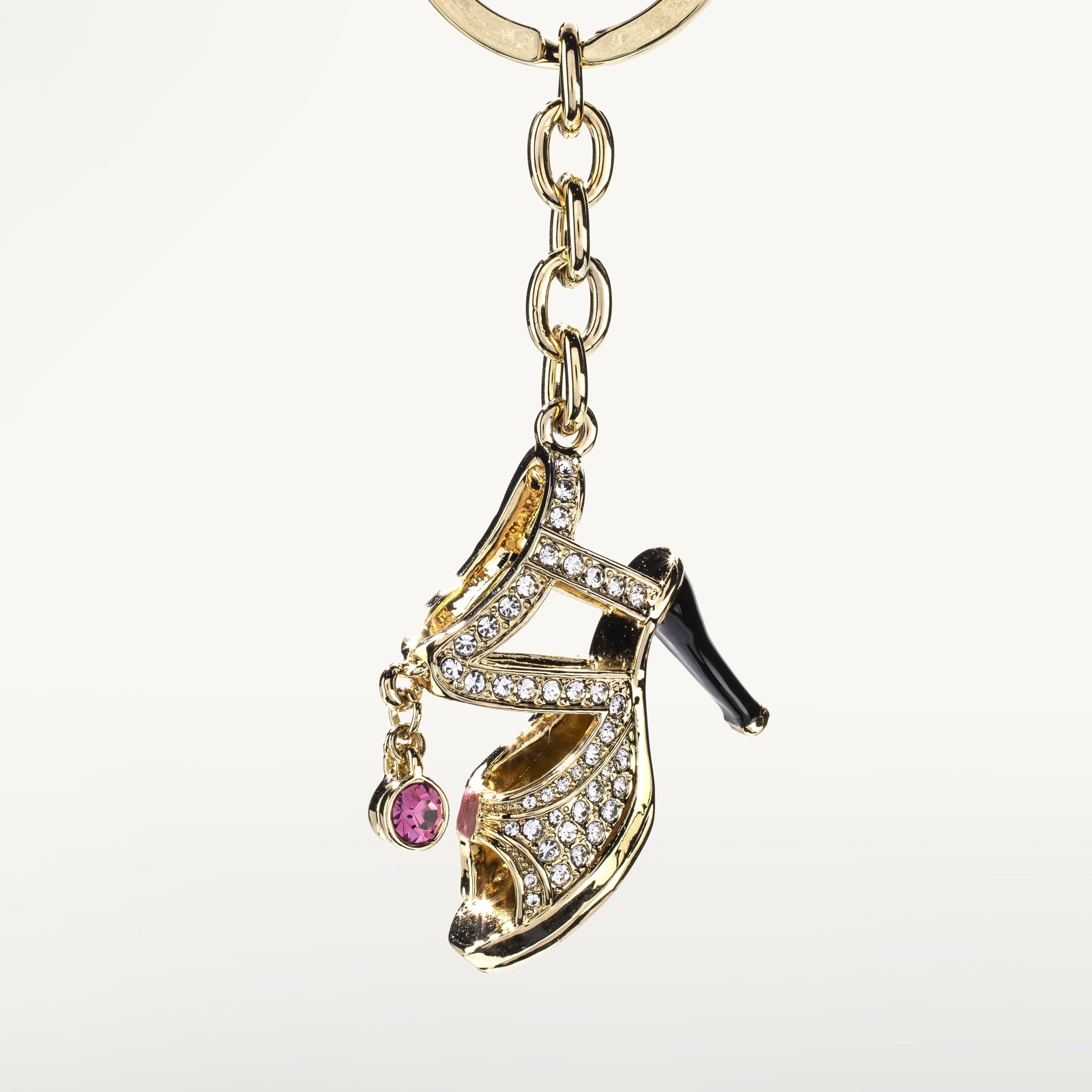 Kalifano Crystal Keychains Gold Dress Shoe Keychain made with Swarovski Crystals SKC-167