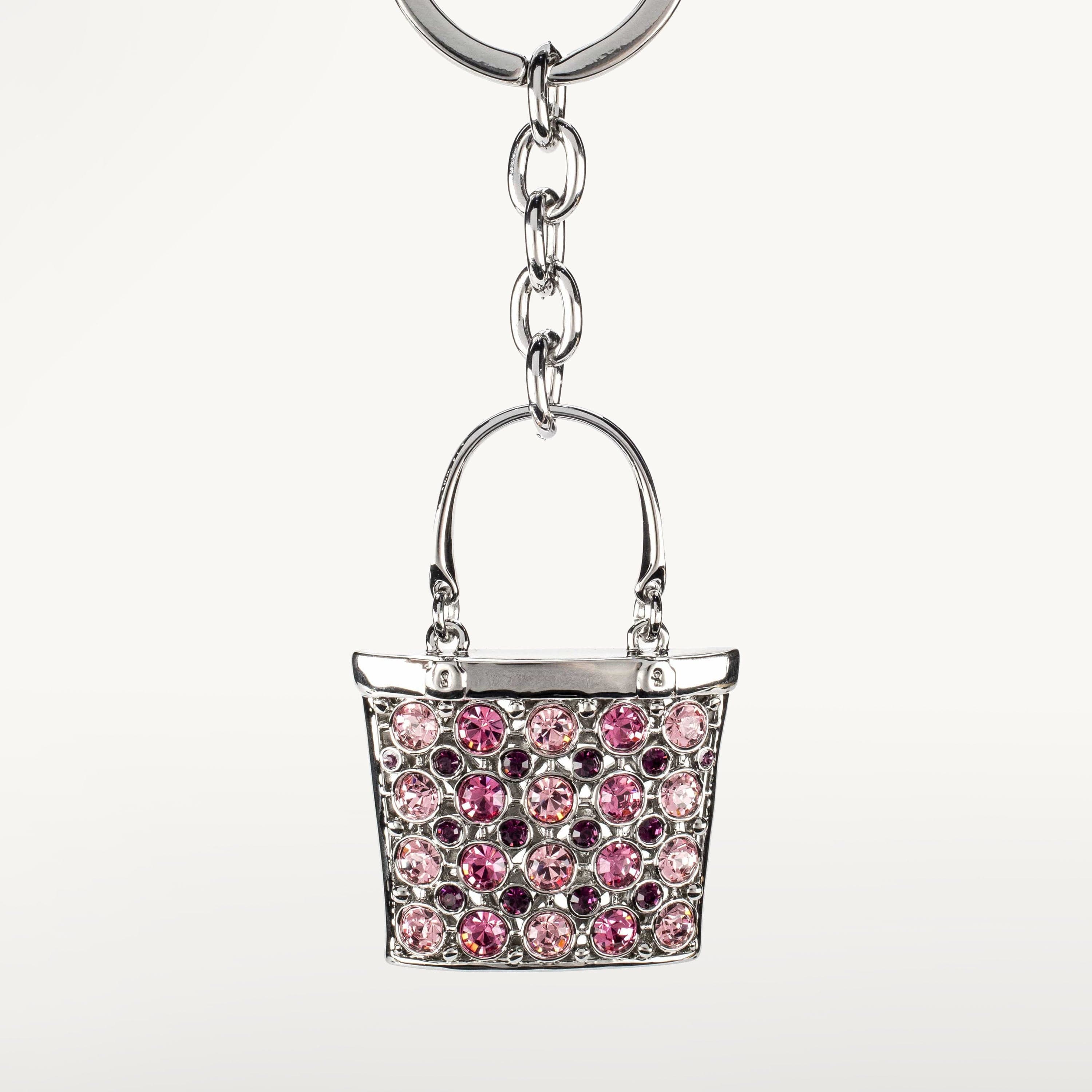 Kalifano Crystal Keychains Pink Stone Handbag Keychain made with Swarovski Crystals SKC-142