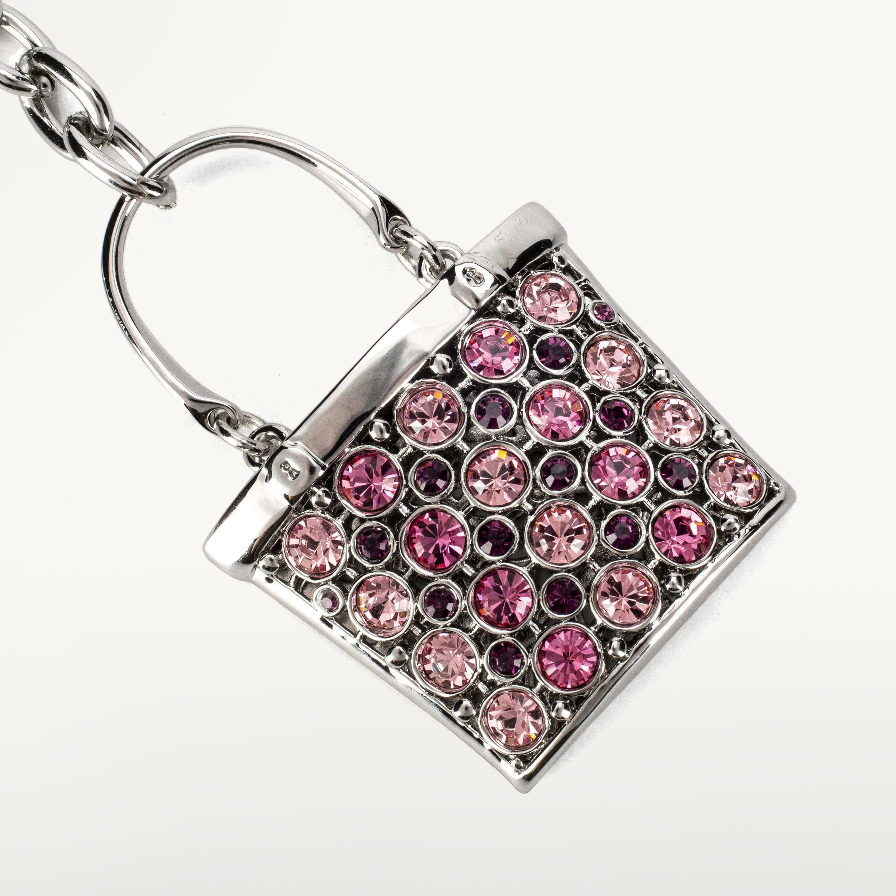 Kalifano Crystal Keychains Pink Stone Handbag Keychain made with Swarovski Crystals SKC-142
