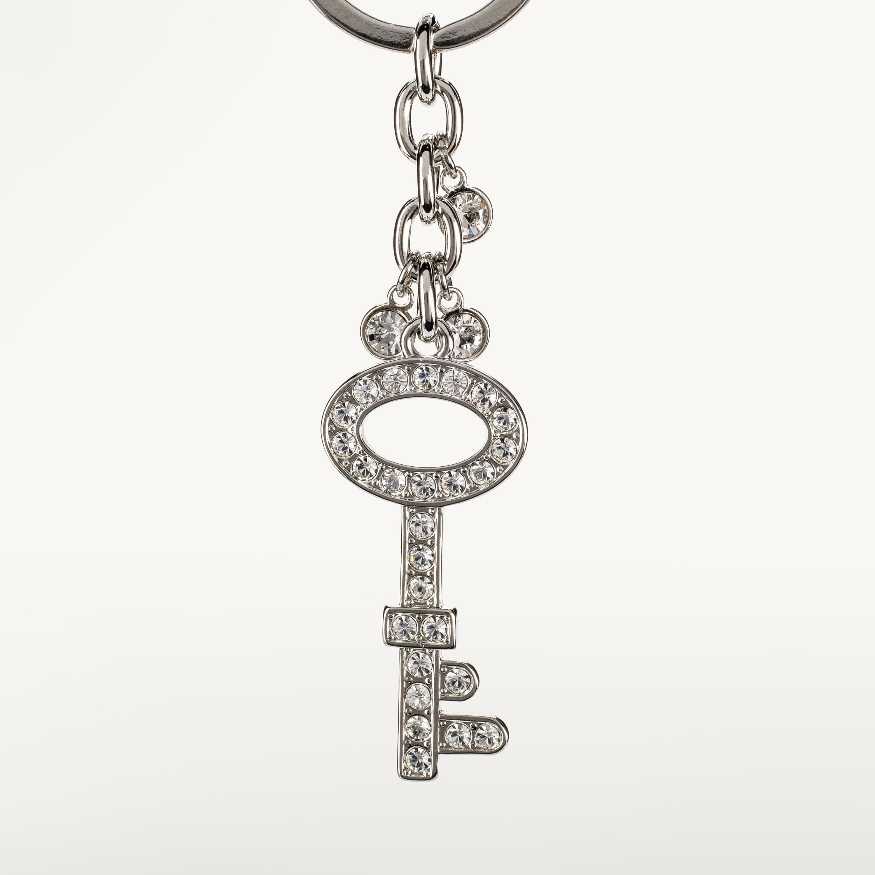 Kalifano Crystal Keychains Silver Key Two Keychain made with Swarovski Crystals SKC-140