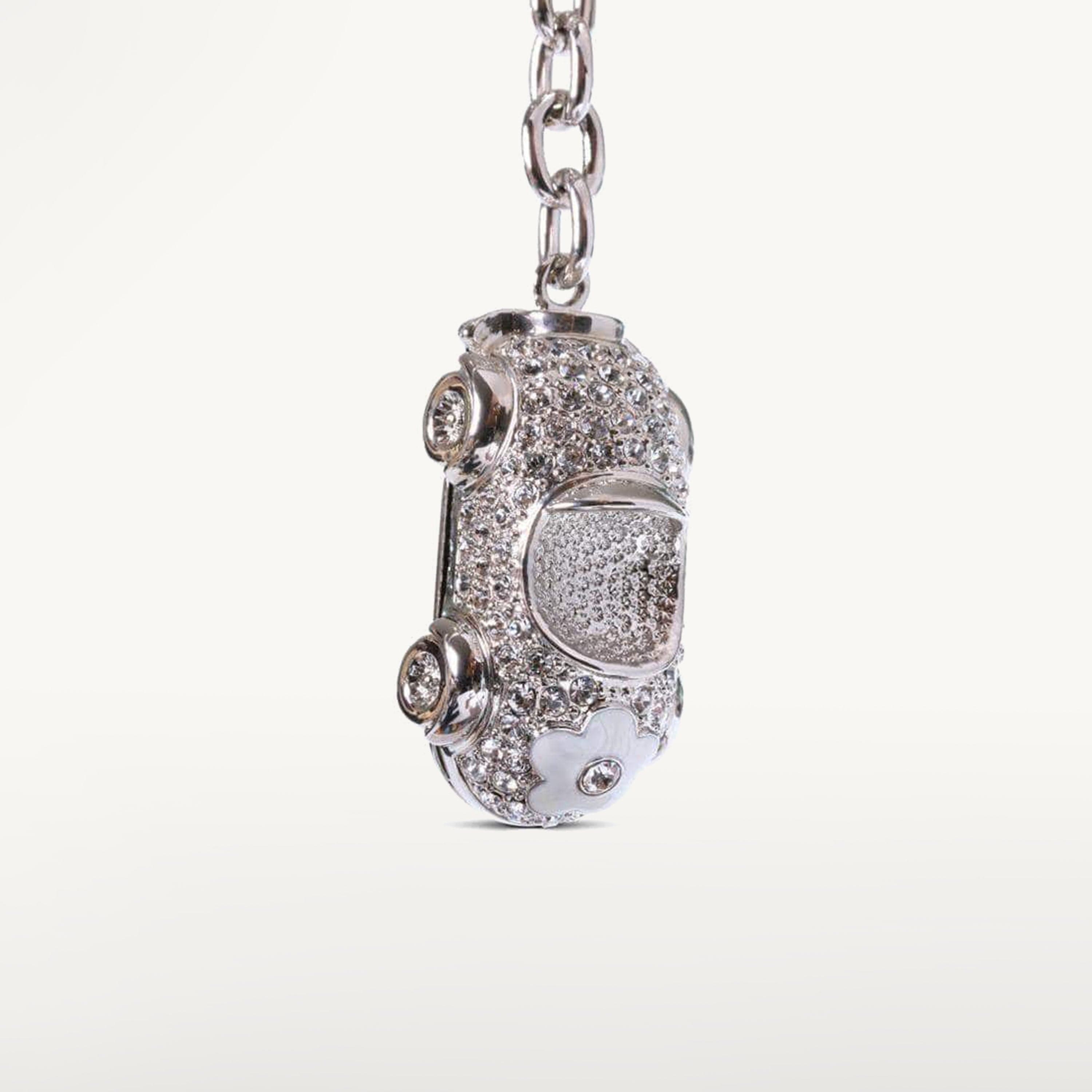 Kalifano Crystal Keychains White Flower Car Keychain made with Swarovski Crystals SKC-041