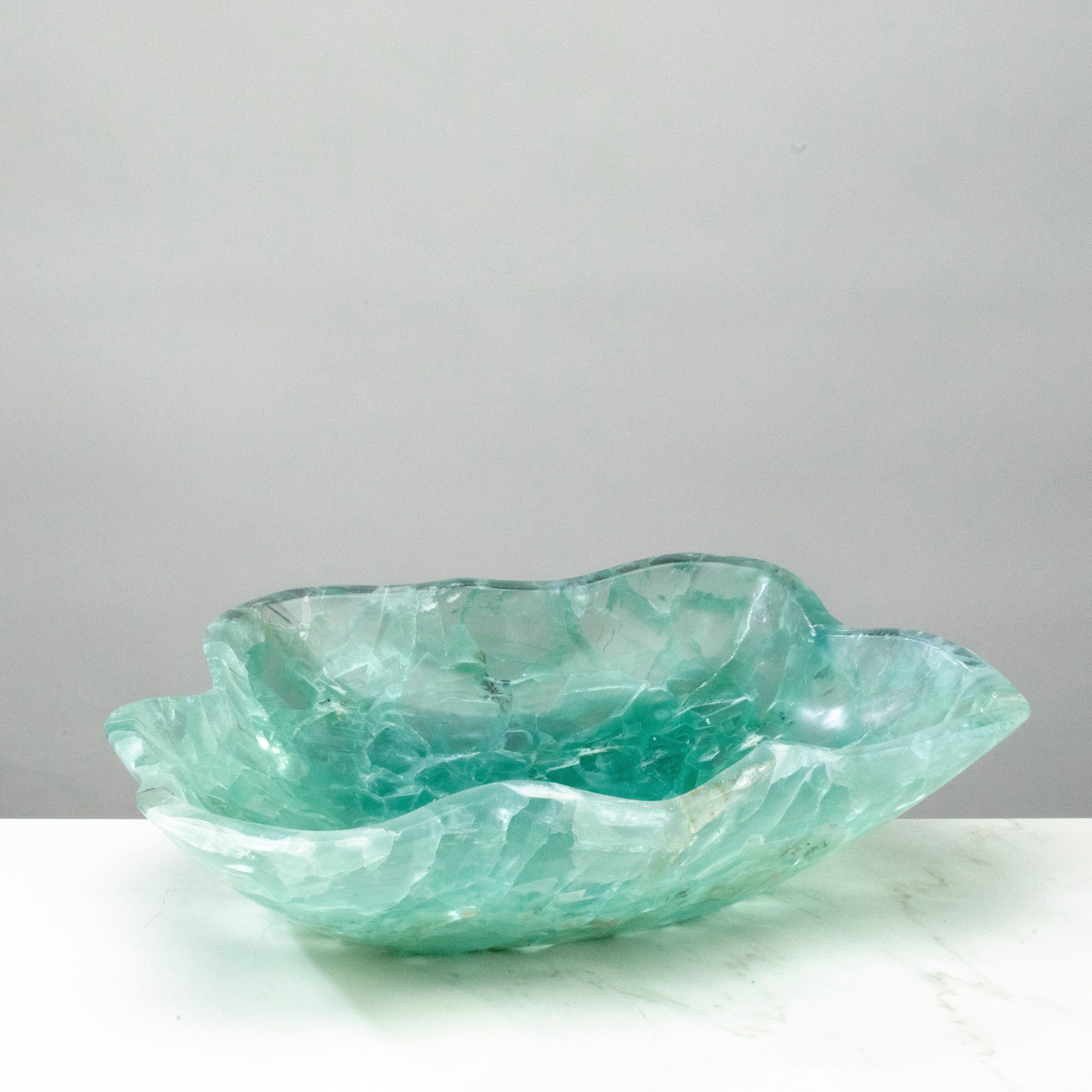 KALIFANO Gemstone Bowls Natural Blue / Green Fluorite Bowl 13.5" BFL7200.002
