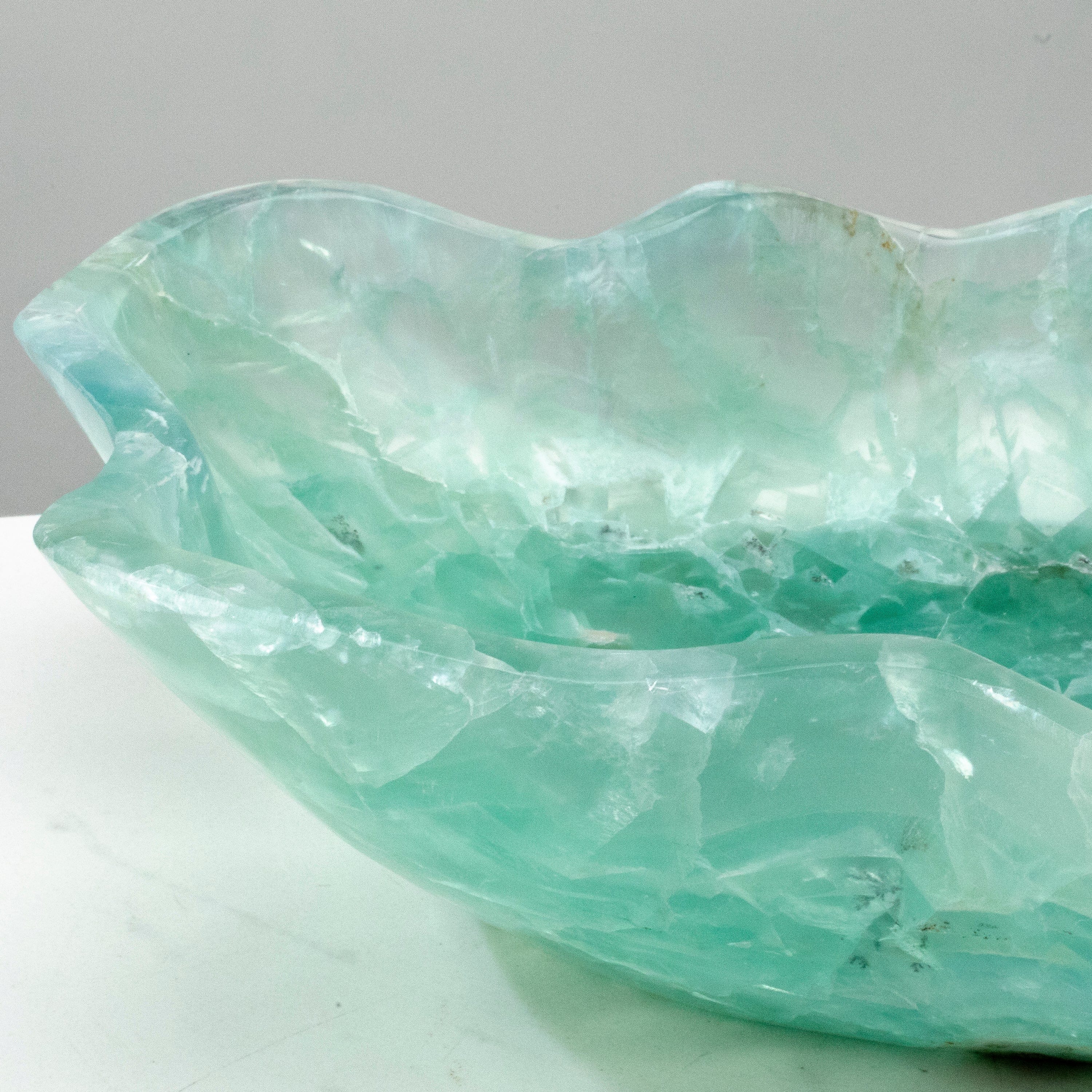 KALIFANO Gemstone Bowls Natural Blue / Green Fluorite Bowl 13.5" BFL7200.002