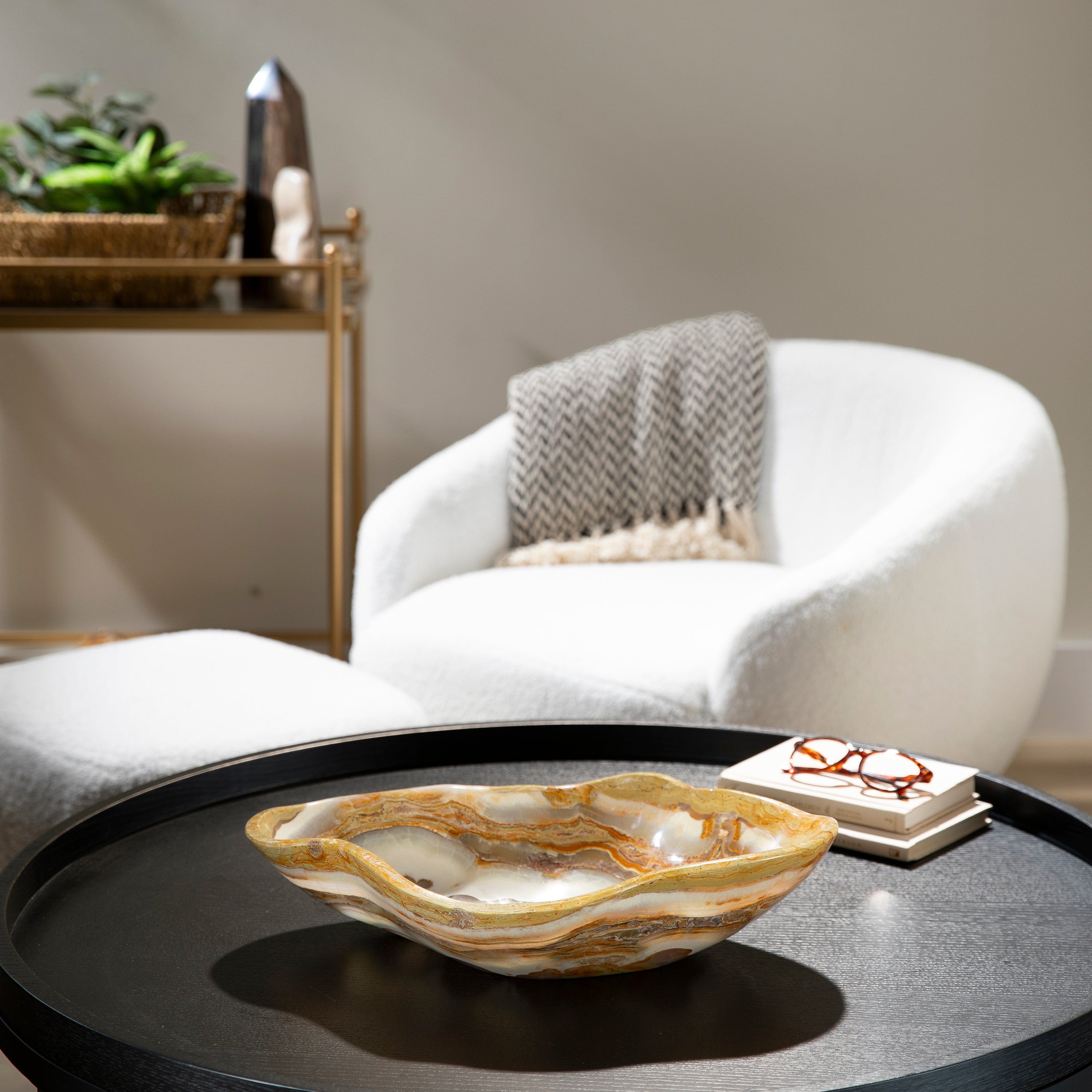 KALIFANO Gemstone Bowls Natural Onyx Bowl 18" BOX7400.001