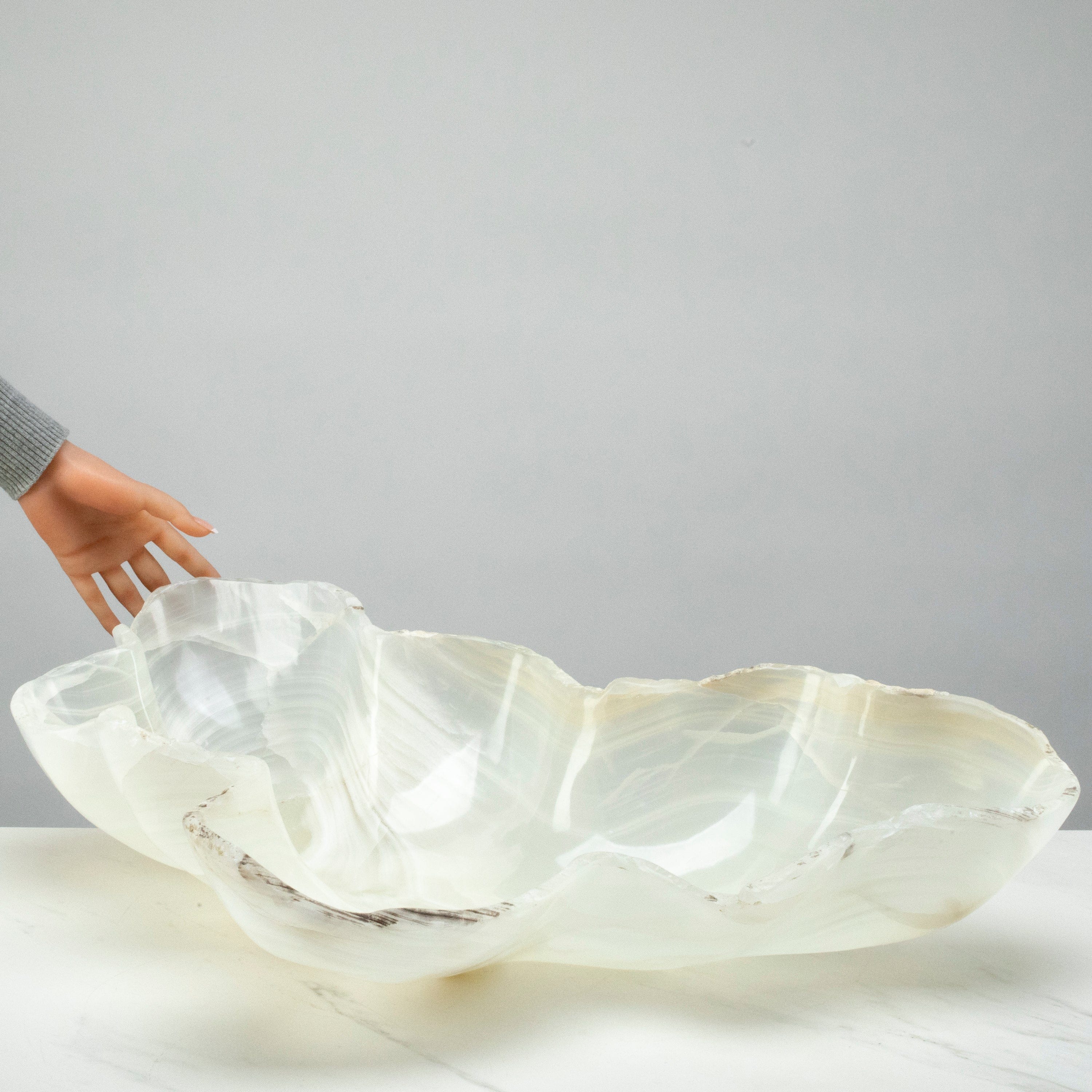 KALIFANO Gemstone Bowls Natural White Onyx Bowl 26" BOX14000.001