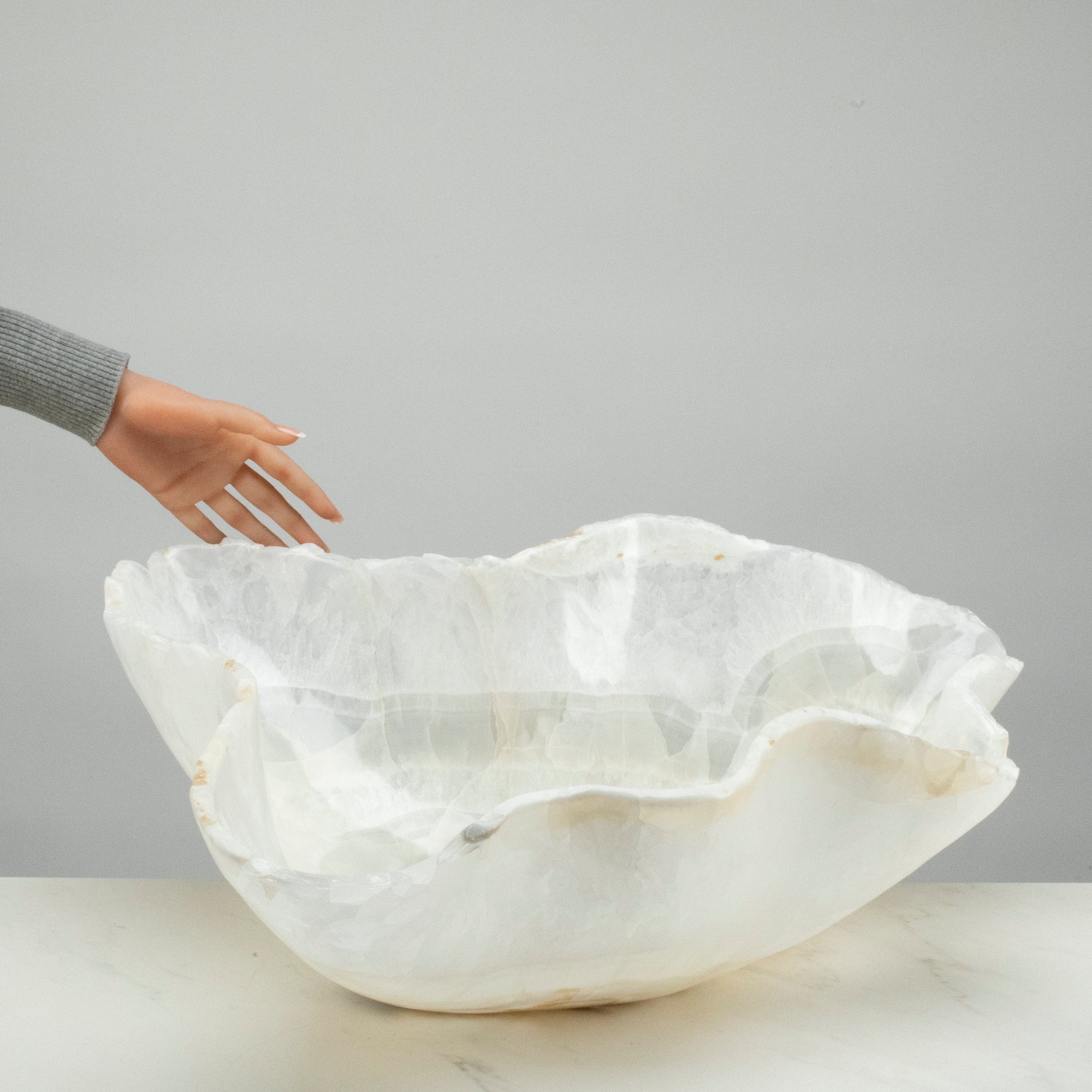 KALIFANO Gemstone Bowls Natural White Onyx Bowl 26" BOX14000.003