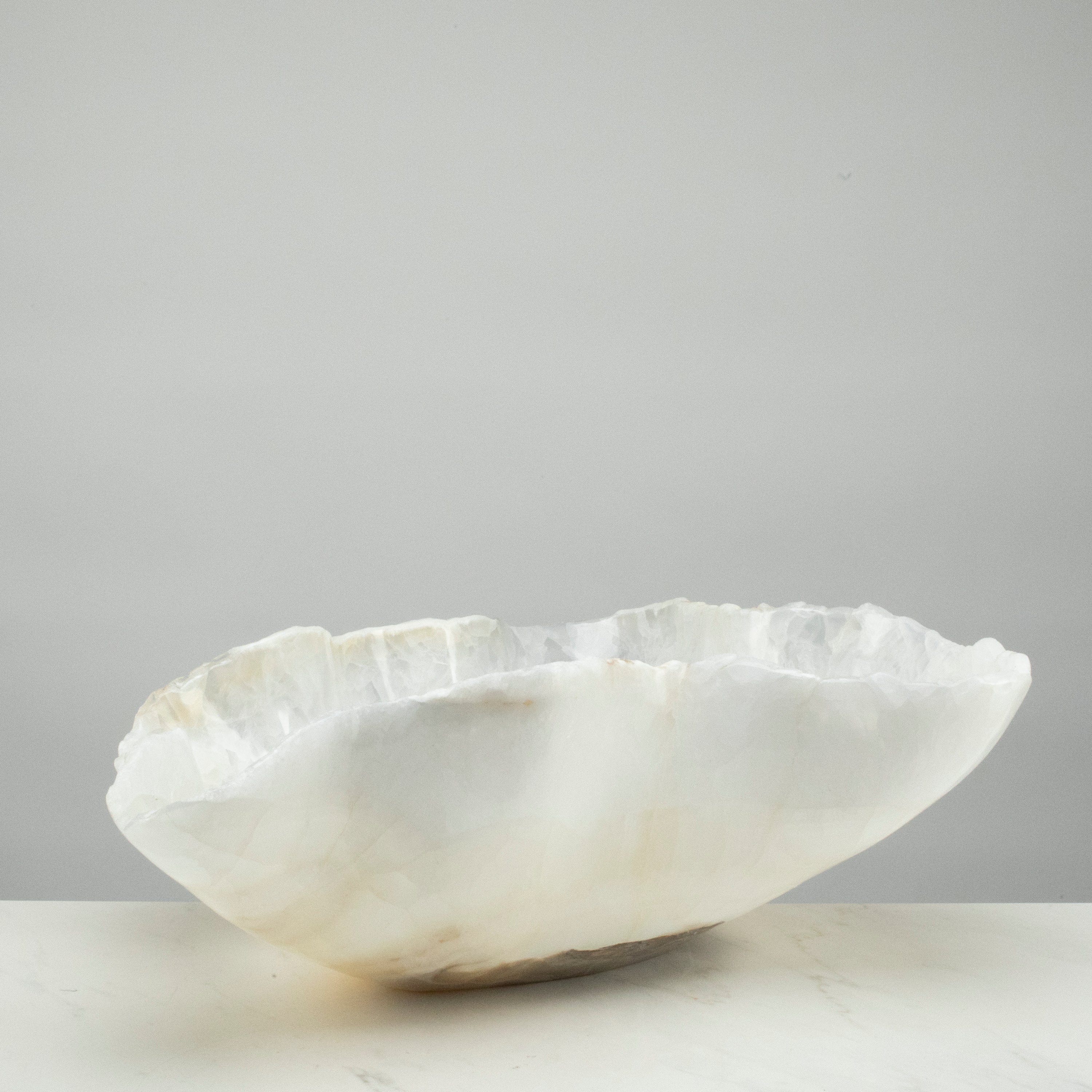 KALIFANO Gemstone Bowls Natural White Onyx Bowl 26" BOX14000.003