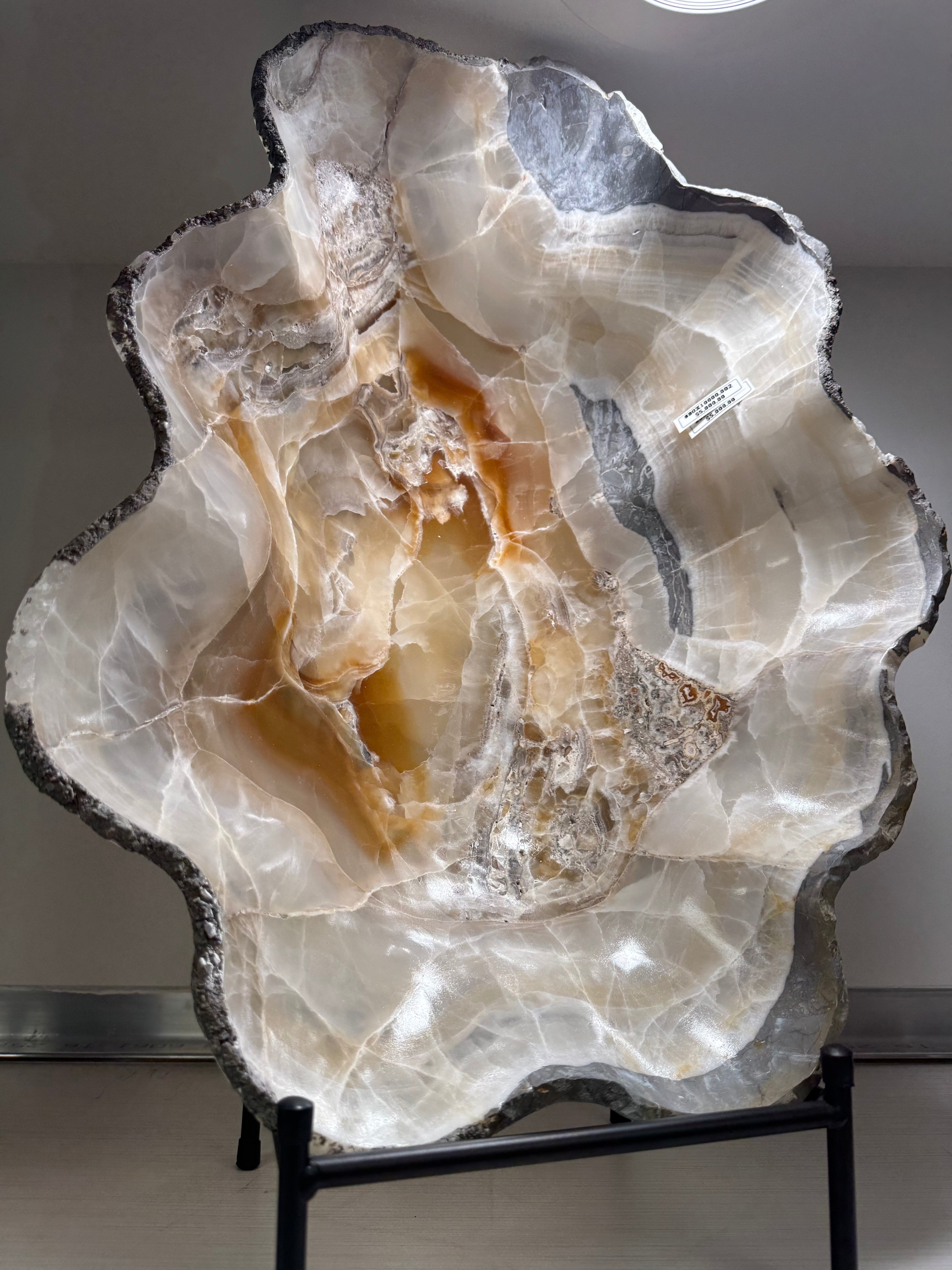 KALIFANO Gemstone Bowls White and Honey Onyx Bowl 21" BOX10000.002