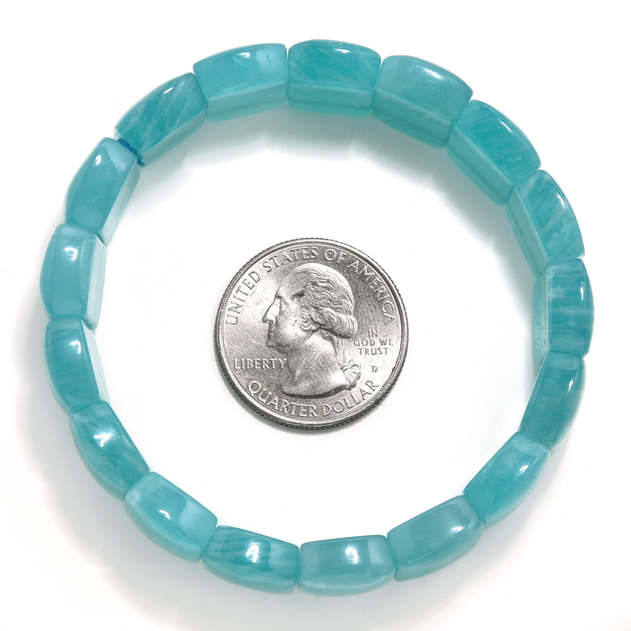 Kalifano Gemstone Bracelets Amazonite Gemstone 16mm Beads Elastic Bracelet OLIVE-BGP-014