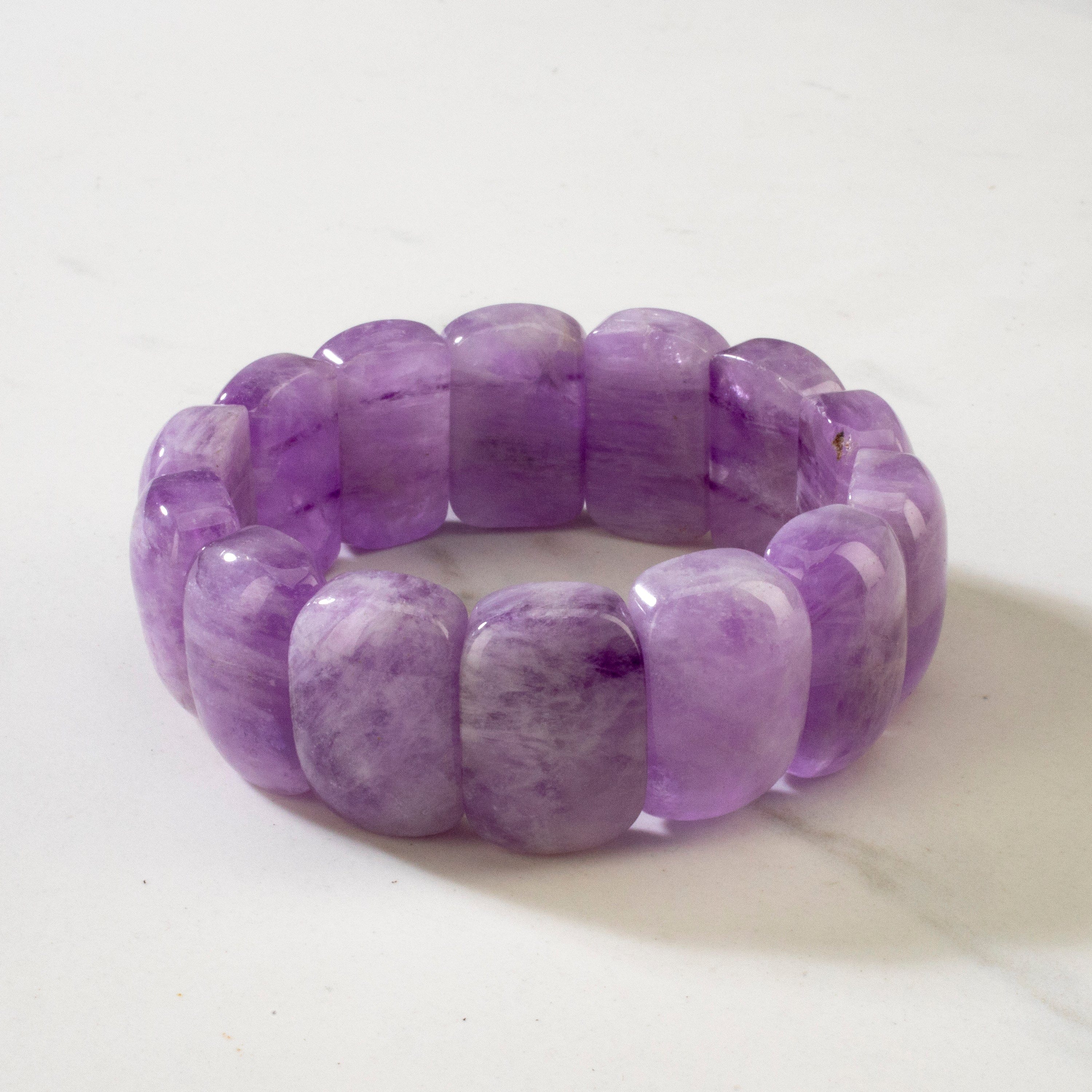 Kalifano Gemstone Bracelets Amethyst Gemstone Elastic Bracelet OLIVE-BGP-003