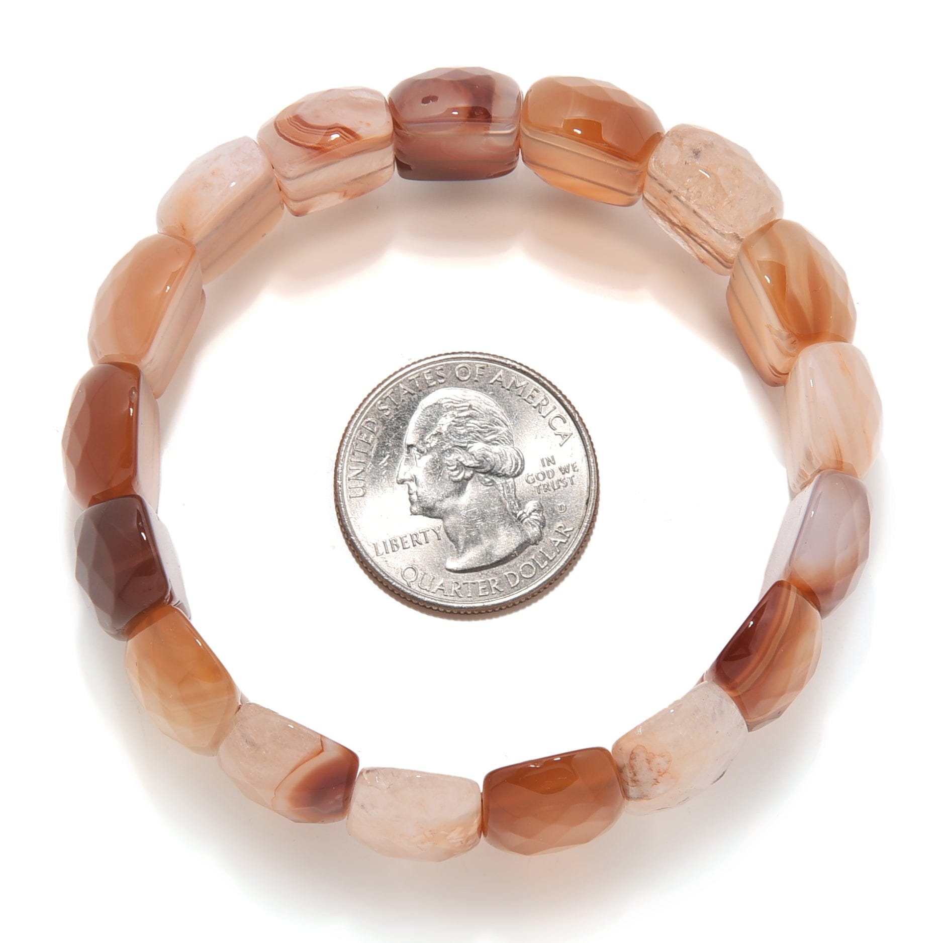 Kalifano Gemstone Bracelets Carnelian Faceted Gemstone Bead Elastic Bracelet
