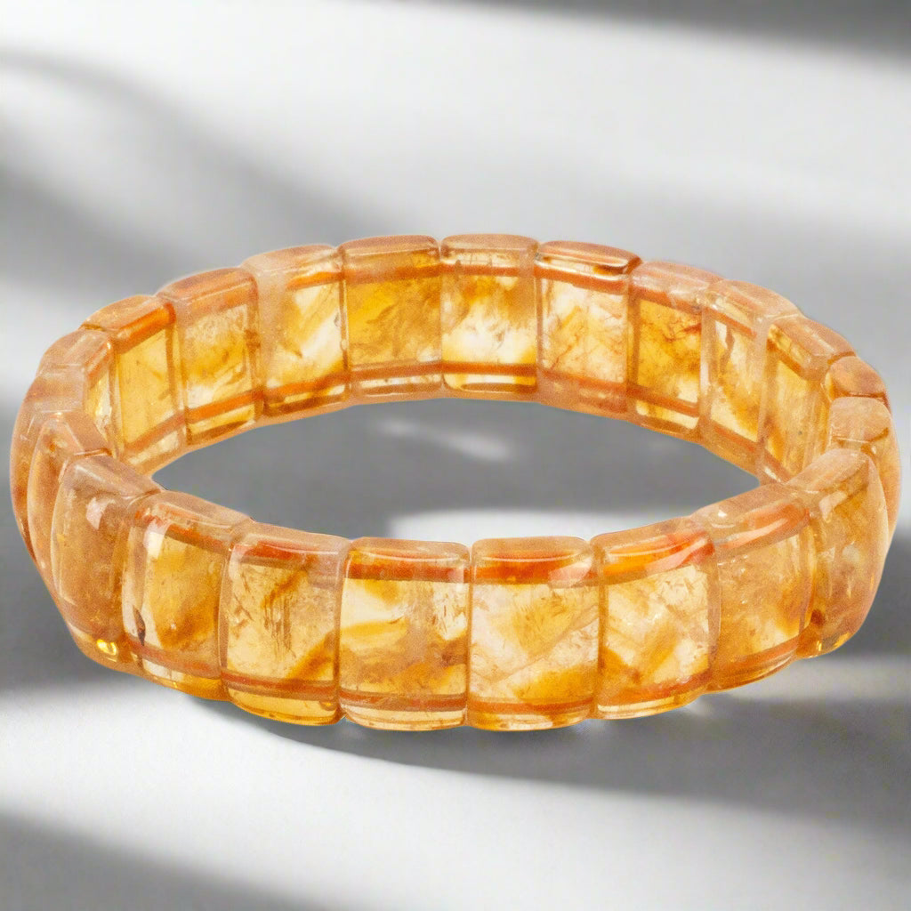 Kalifano Gemstone Bracelets Citrine Rectangular Gemstone Elastic Bracelet OLIVE-BGP-010