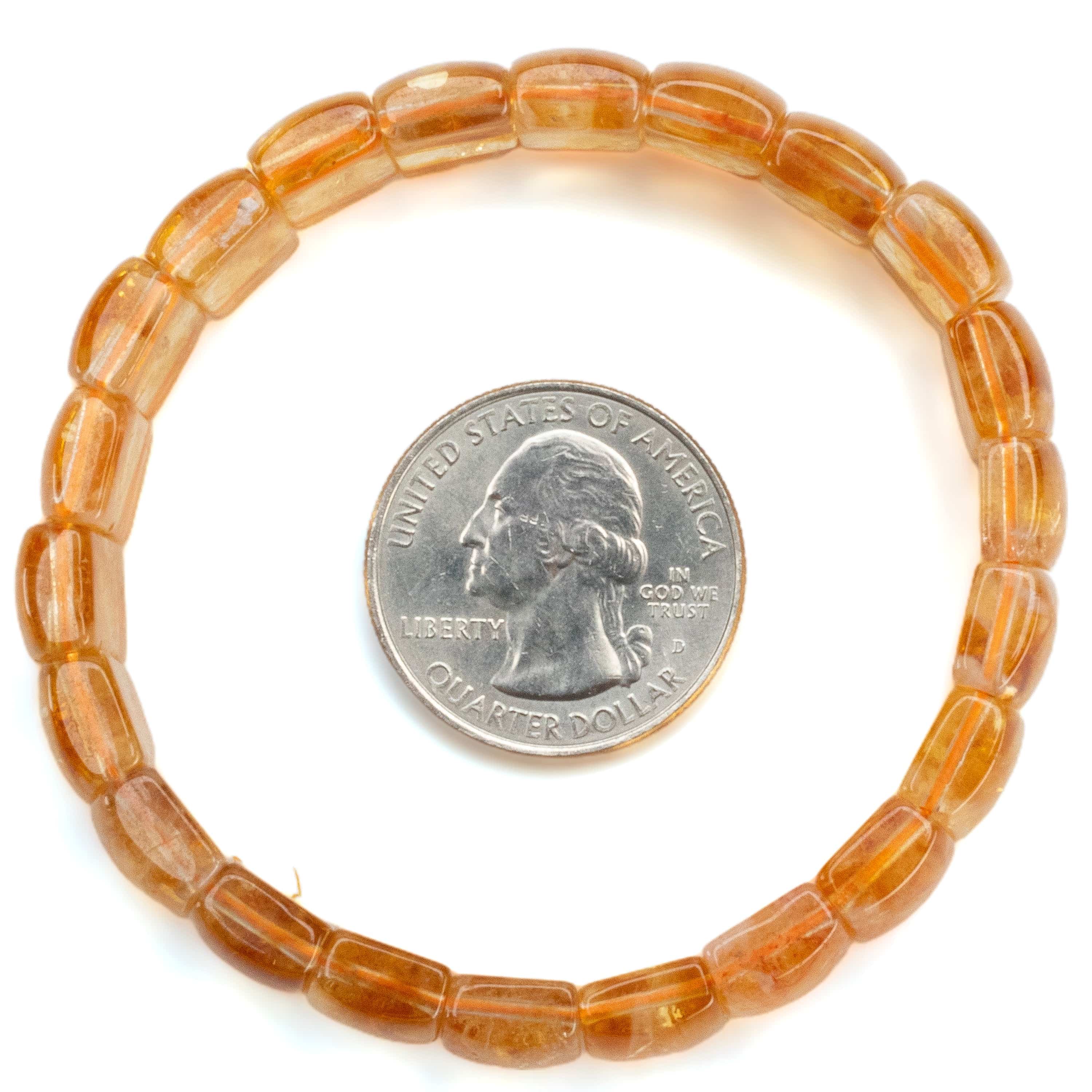 Kalifano Gemstone Bracelets Citrine Rectangular Gemstone Elastic Bracelet OLIVE-BGP-010