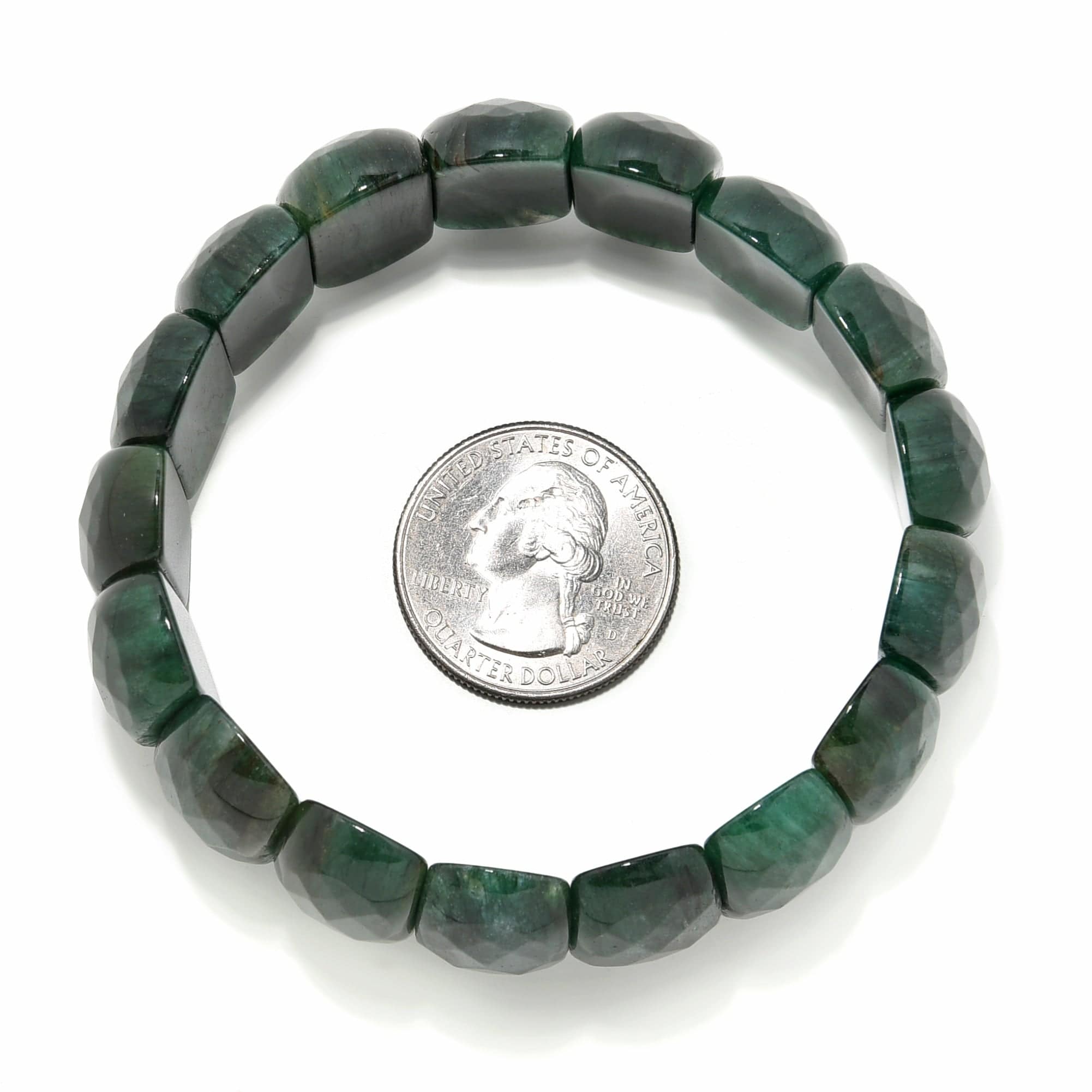 Kalifano Gemstone Bracelets Green Jasper Faceted Gemstone Bead Elastic Bracelet