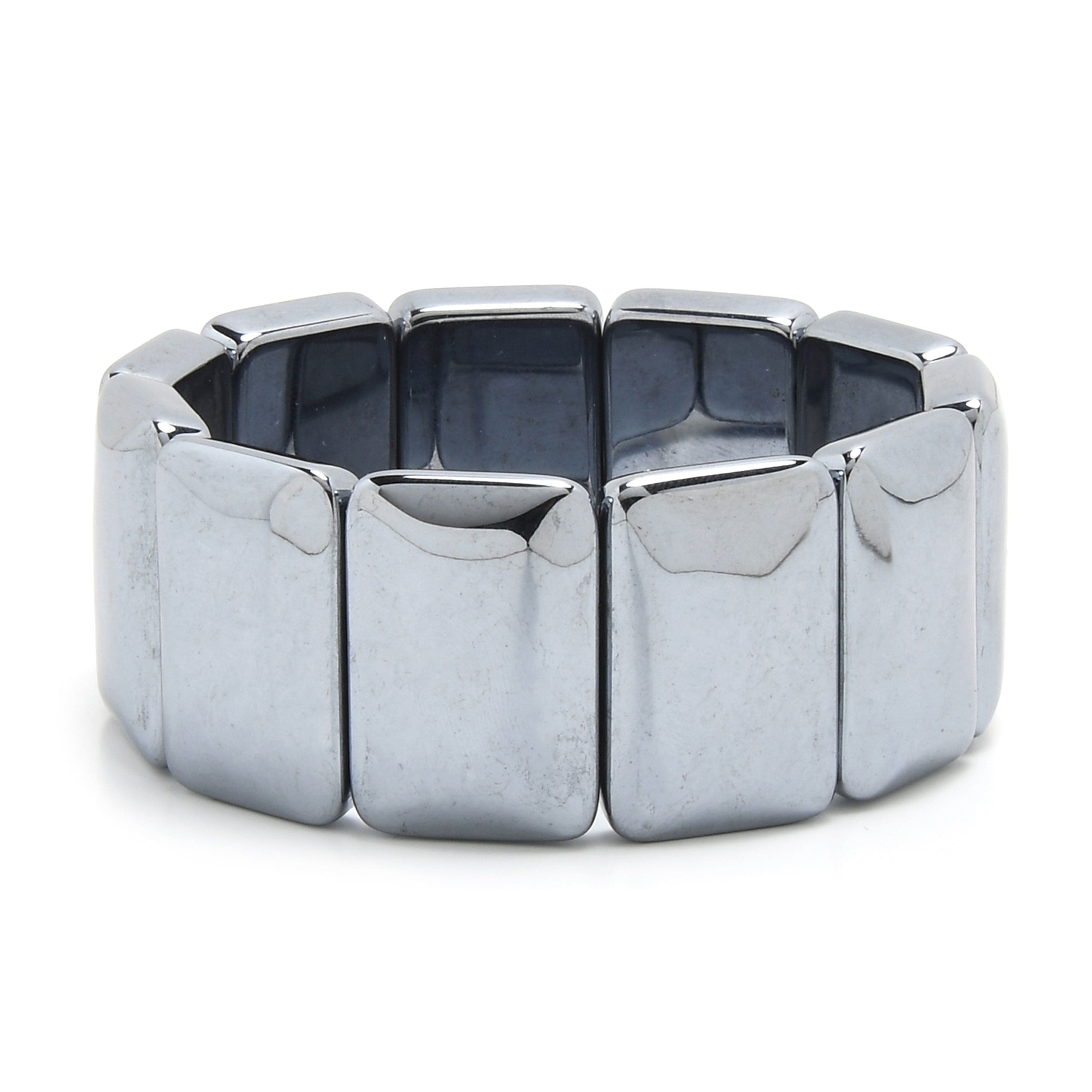 Kalifano Gemstone Bracelets Small - 6.7" Hematite Stretch Bracelet BLACK-BGP-059-S