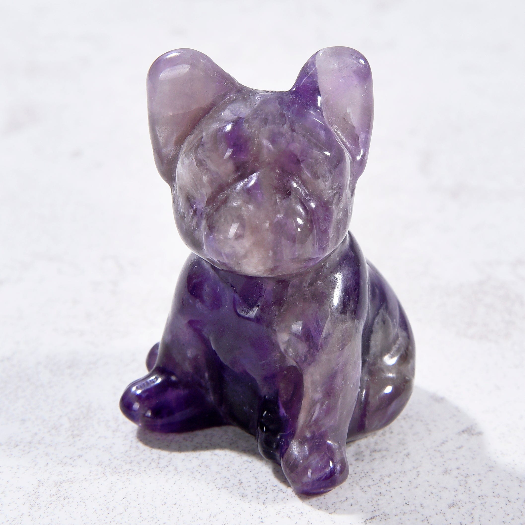 KALIFANO Gemstone Carvings 1.5" Amethyst Bulldog Natural Gemstone Carving CV11-BD-AM