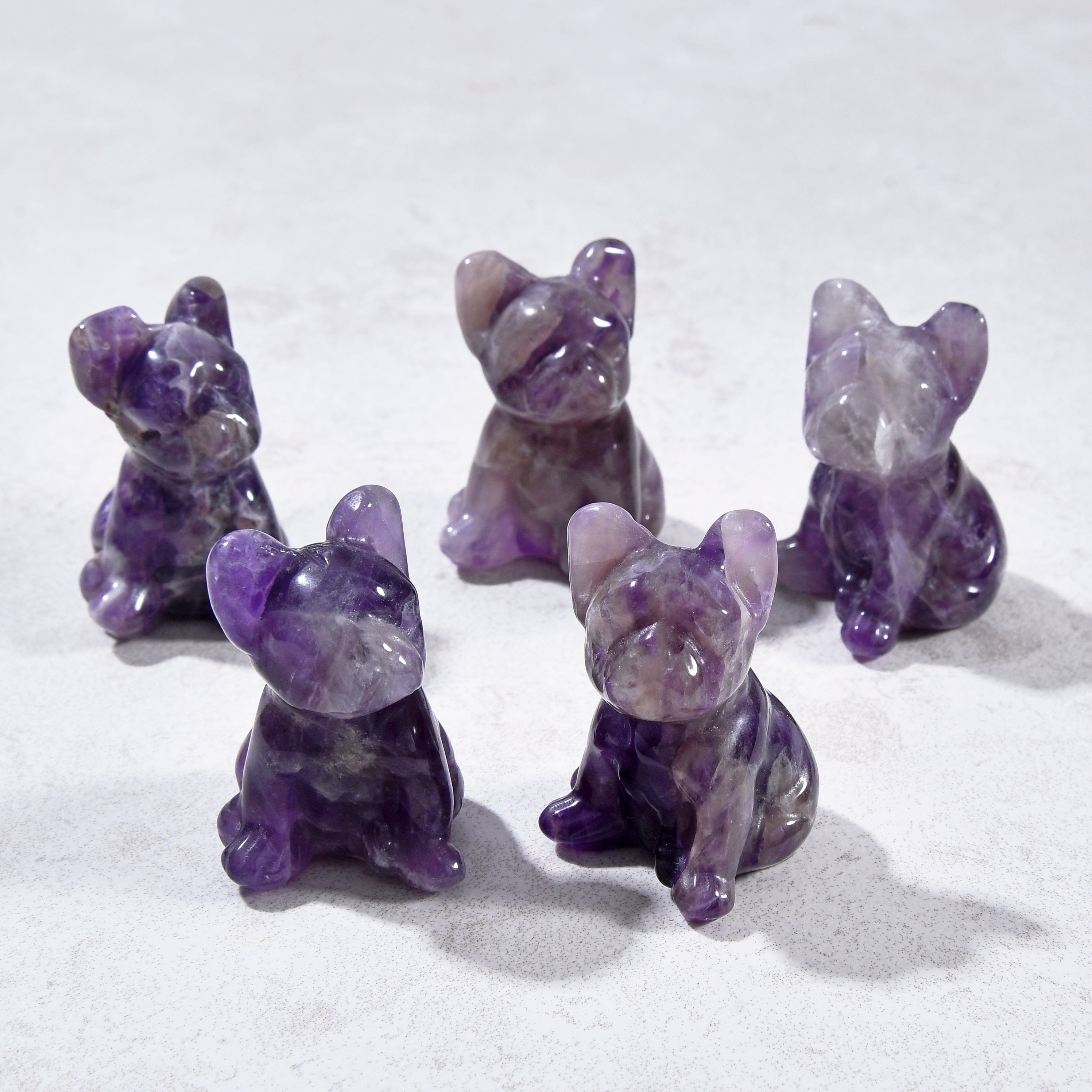 KALIFANO Gemstone Carvings 1.5" Amethyst Bulldog Natural Gemstone Carving CV11-BD-AM
