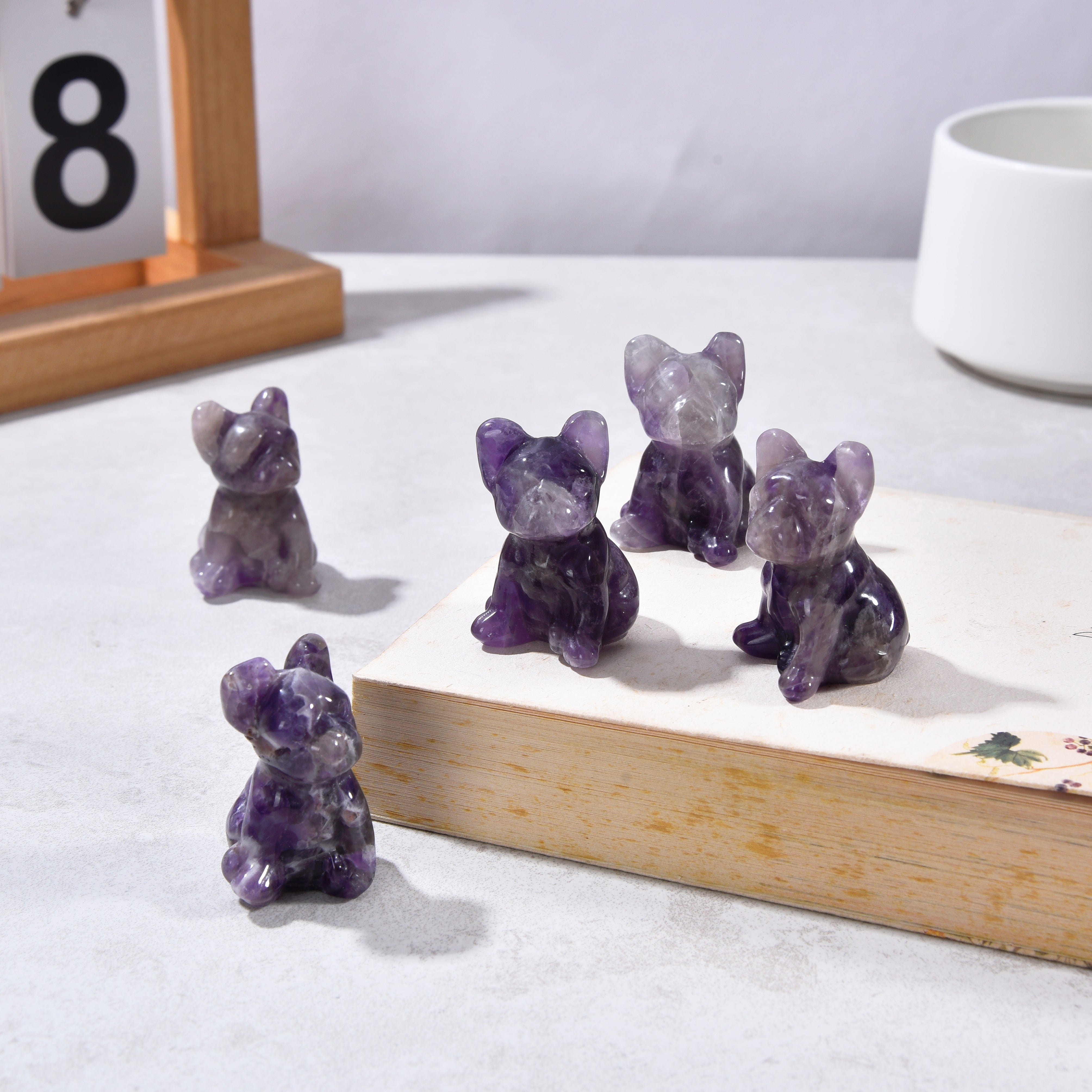 KALIFANO Gemstone Carvings 1.5" Amethyst Bulldog Natural Gemstone Carving CV11-BD-AM