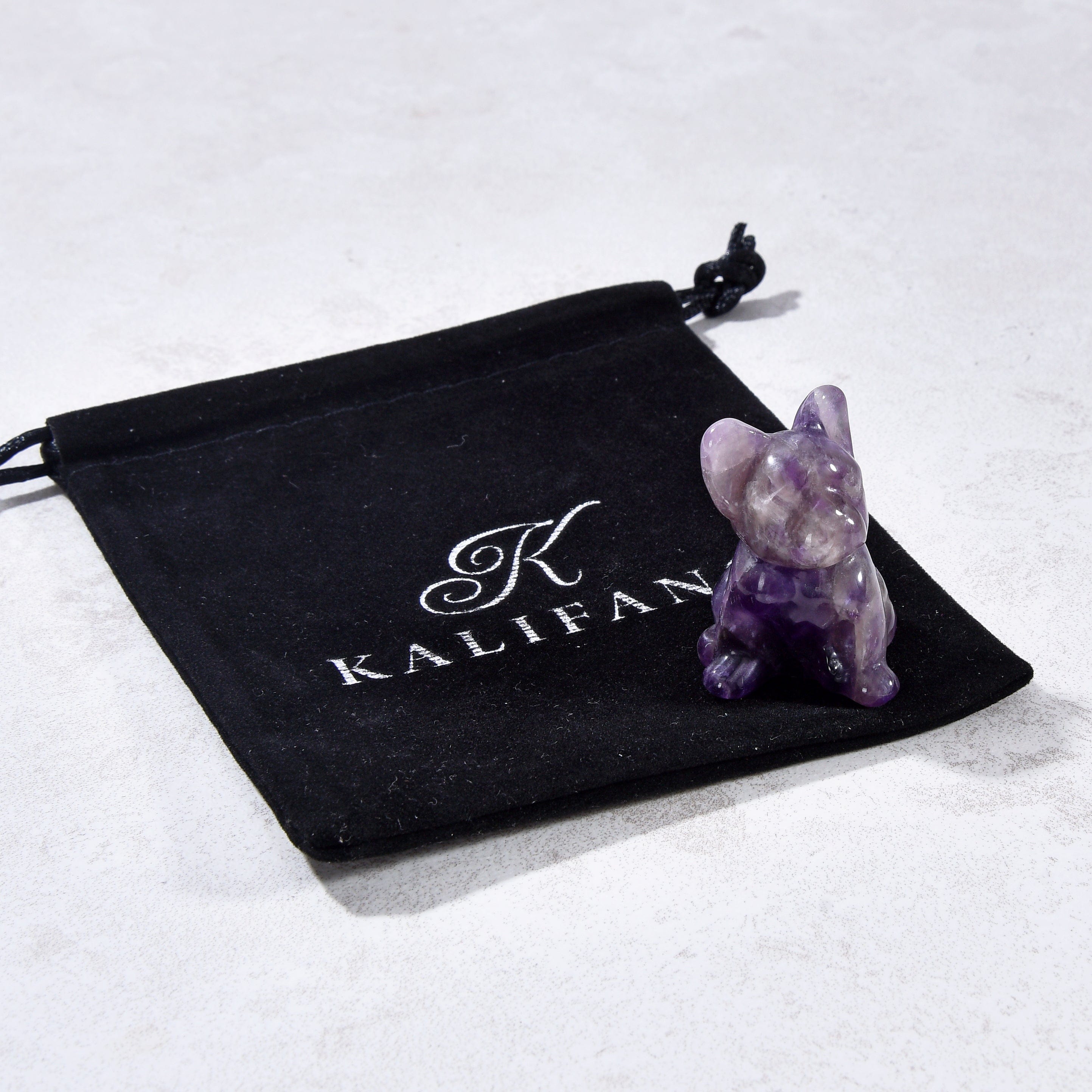 KALIFANO Gemstone Carvings 1.5" Amethyst Bulldog Natural Gemstone Carving CV11-BD-AM
