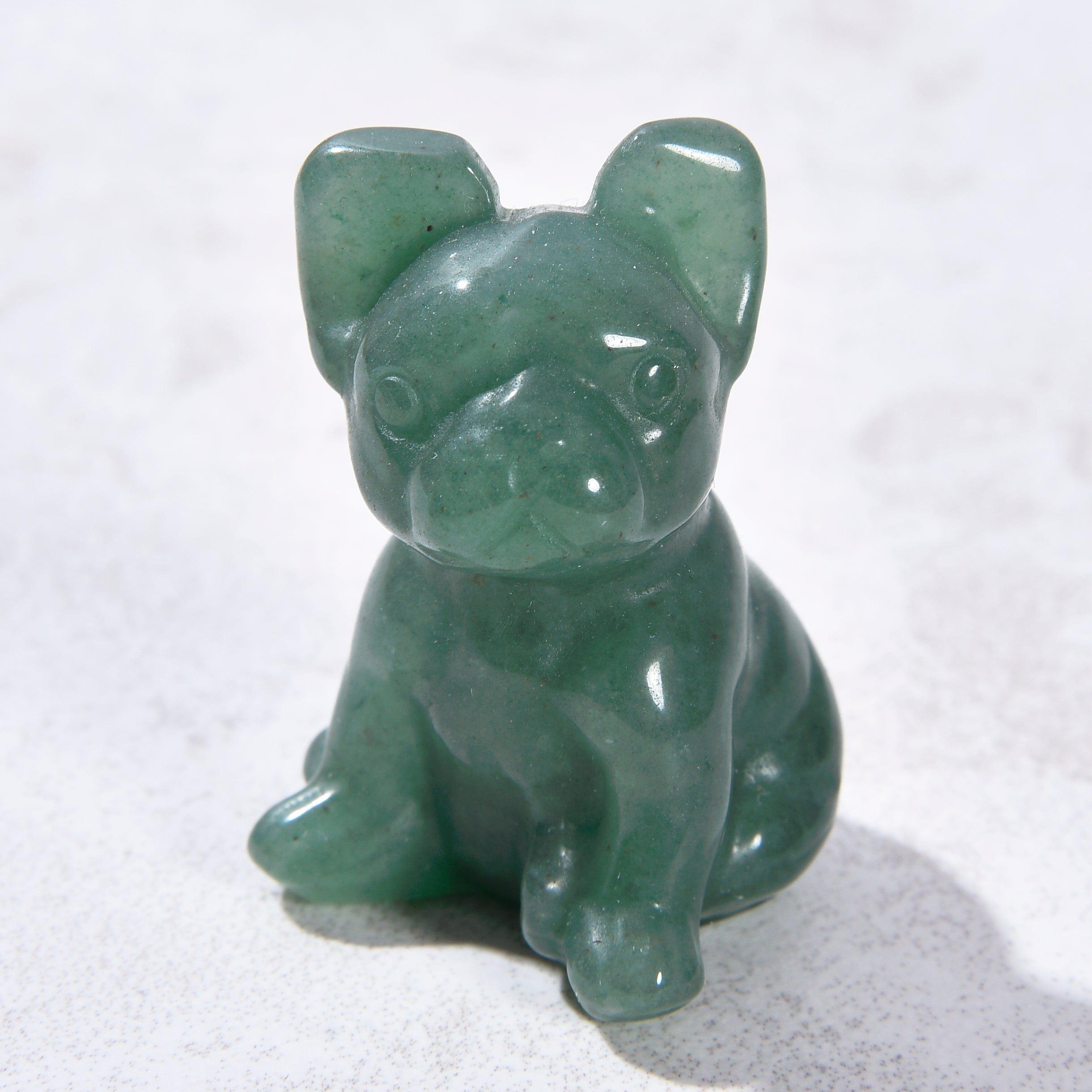 KALIFANO Gemstone Carvings 1.5" Aventurine Bulldog Natural Gemstone Carving CV11-BD-AV