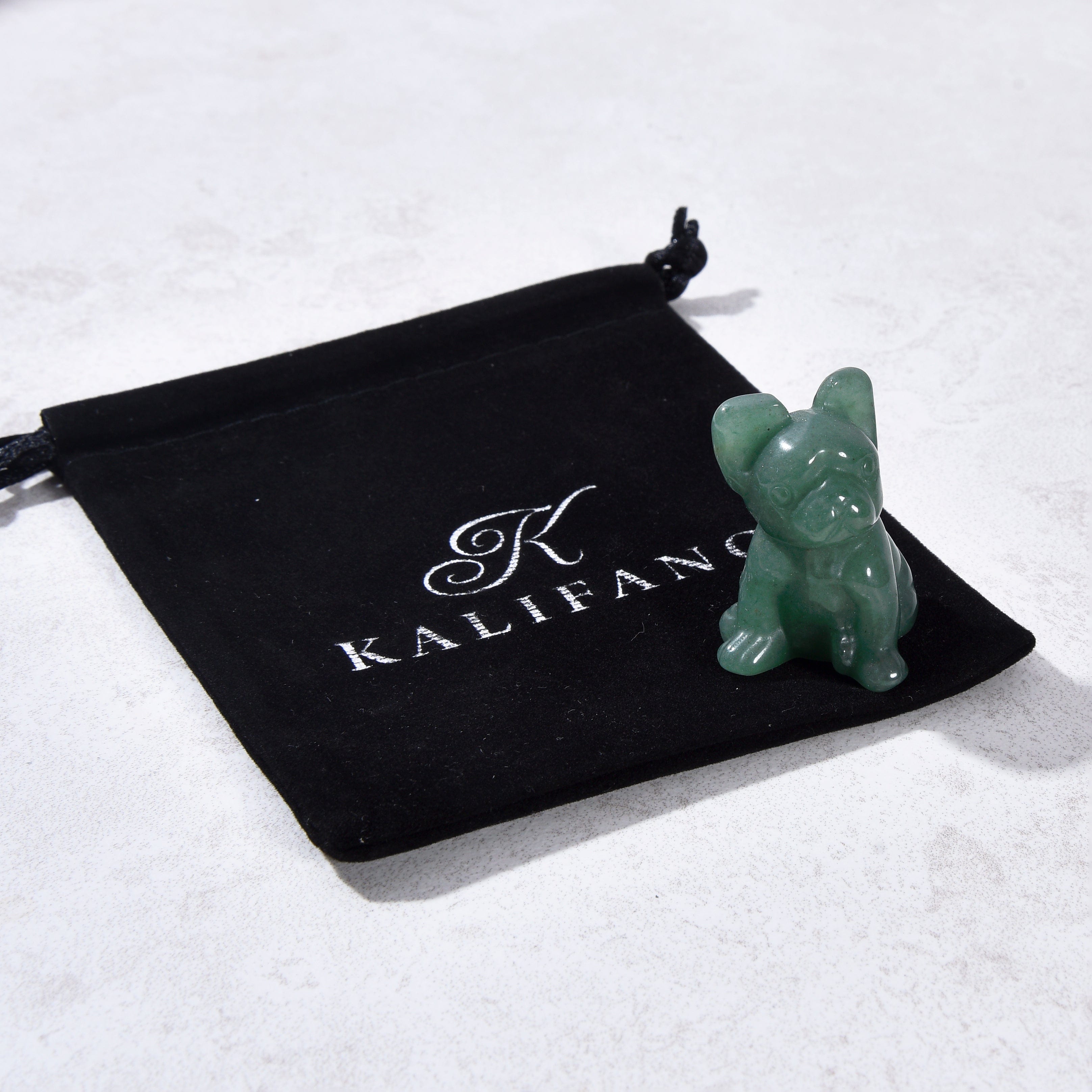 KALIFANO Gemstone Carvings 1.5" Aventurine Bulldog Natural Gemstone Carving CV11-BD-AV