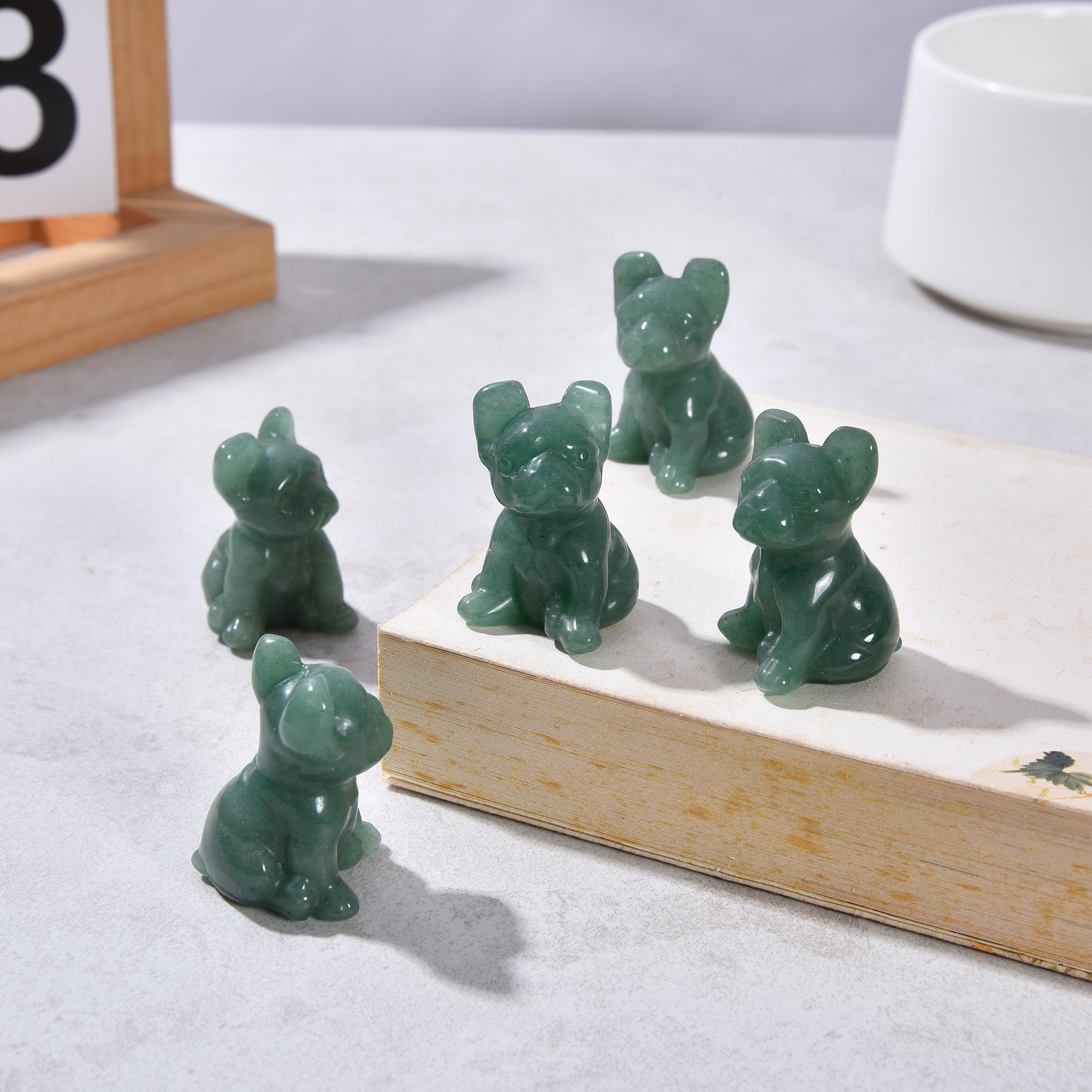 KALIFANO Gemstone Carvings 1.5" Aventurine Bulldog Natural Gemstone Carving CV11-BD-AV