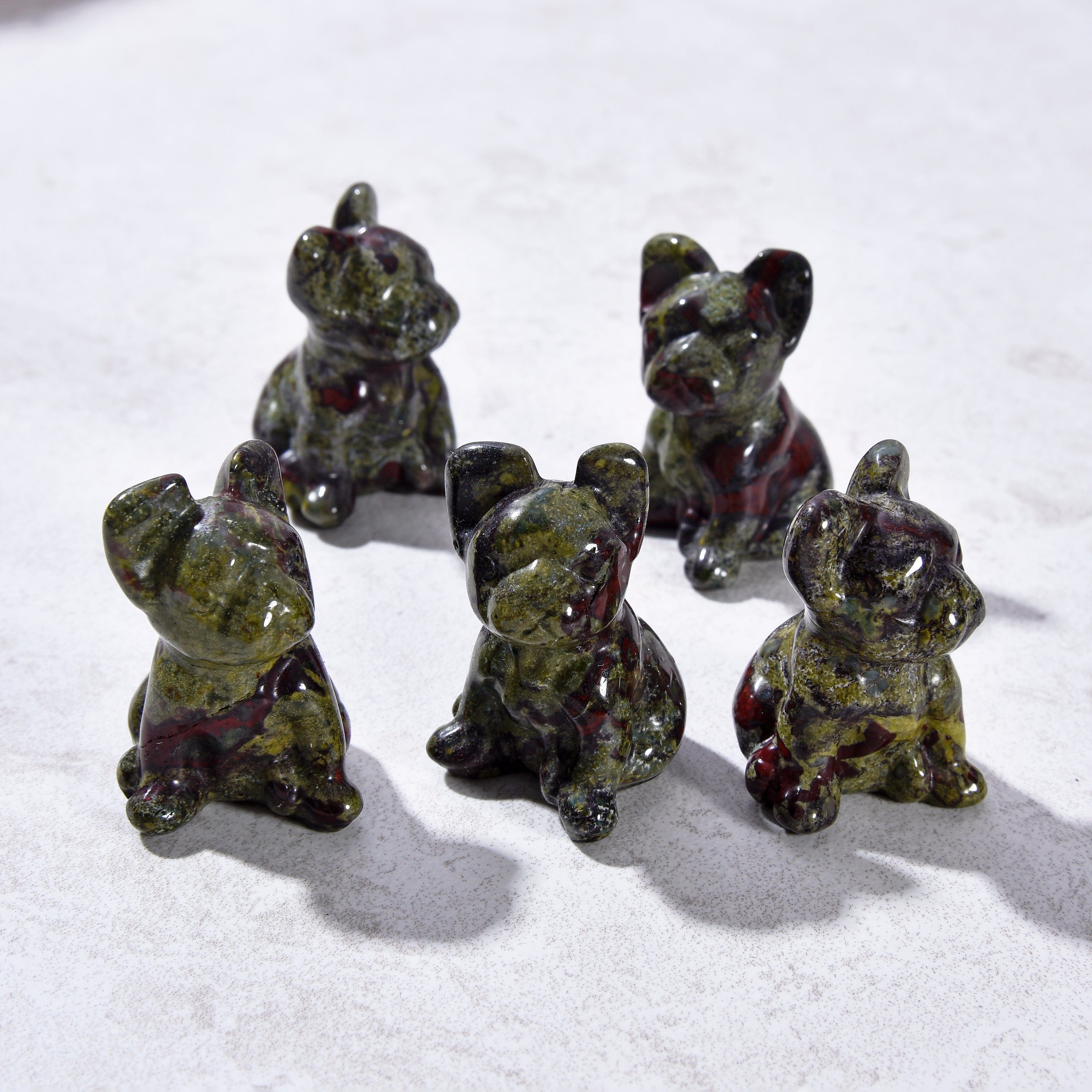KALIFANO Gemstone Carvings 1.5" Bloodstone Bulldog Natural Gemstone Carving CV11-BD-BS