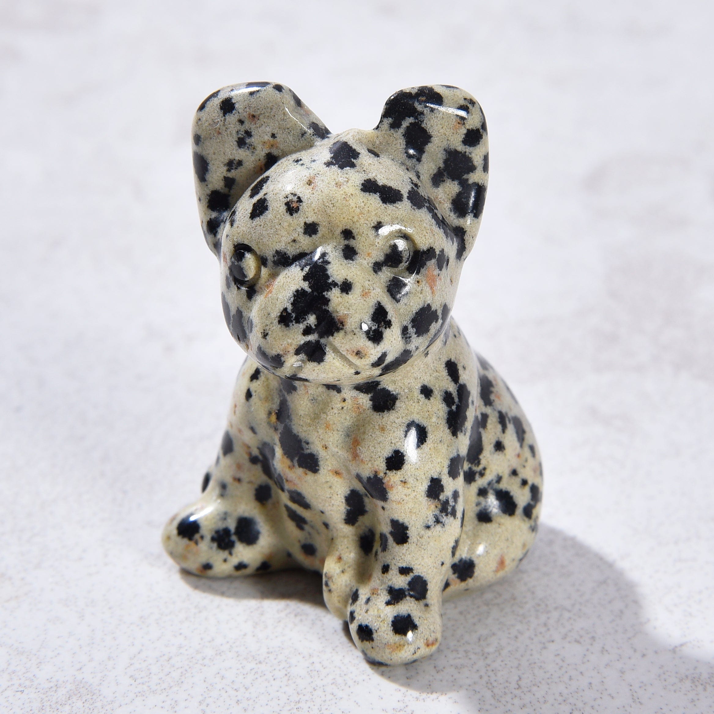 KALIFANO Gemstone Carvings 1.5" Dalmation Jasper Bulldog Natural Gemstone Carving CV11-BD-DJ