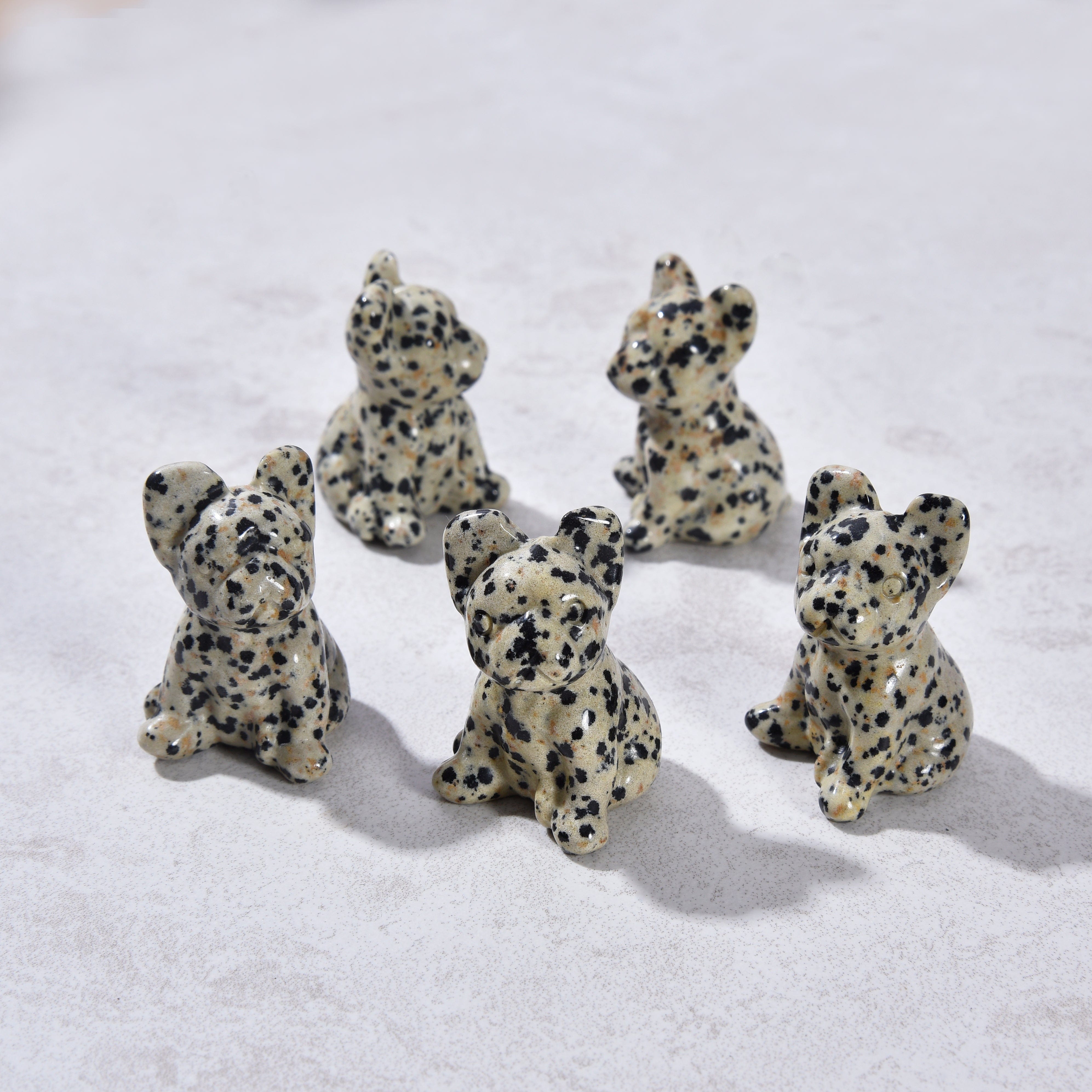 KALIFANO Gemstone Carvings 1.5" Dalmation Jasper Bulldog Natural Gemstone Carving CV11-BD-DJ