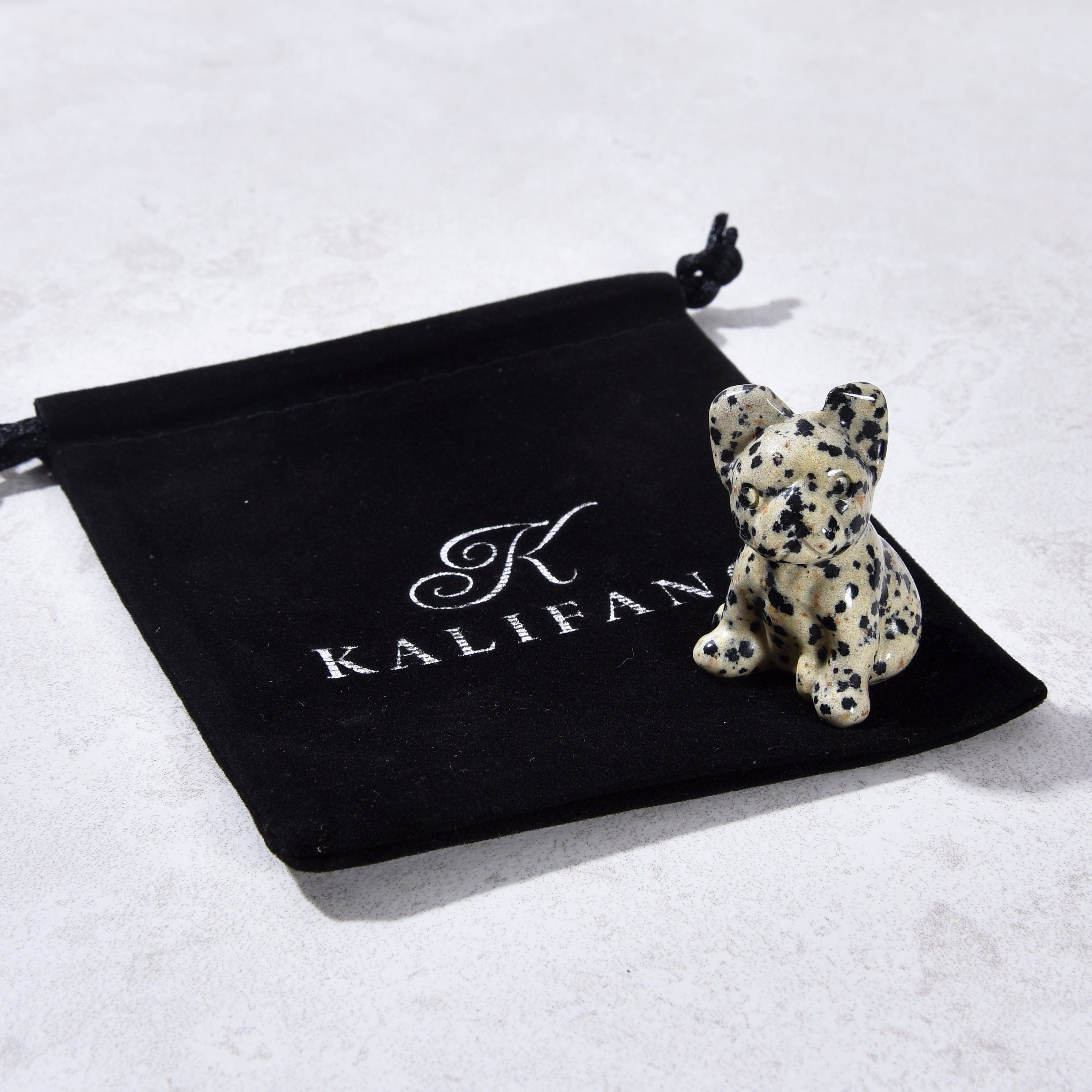 KALIFANO Gemstone Carvings 1.5" Dalmation Jasper Bulldog Natural Gemstone Carving CV11-BD-DJ