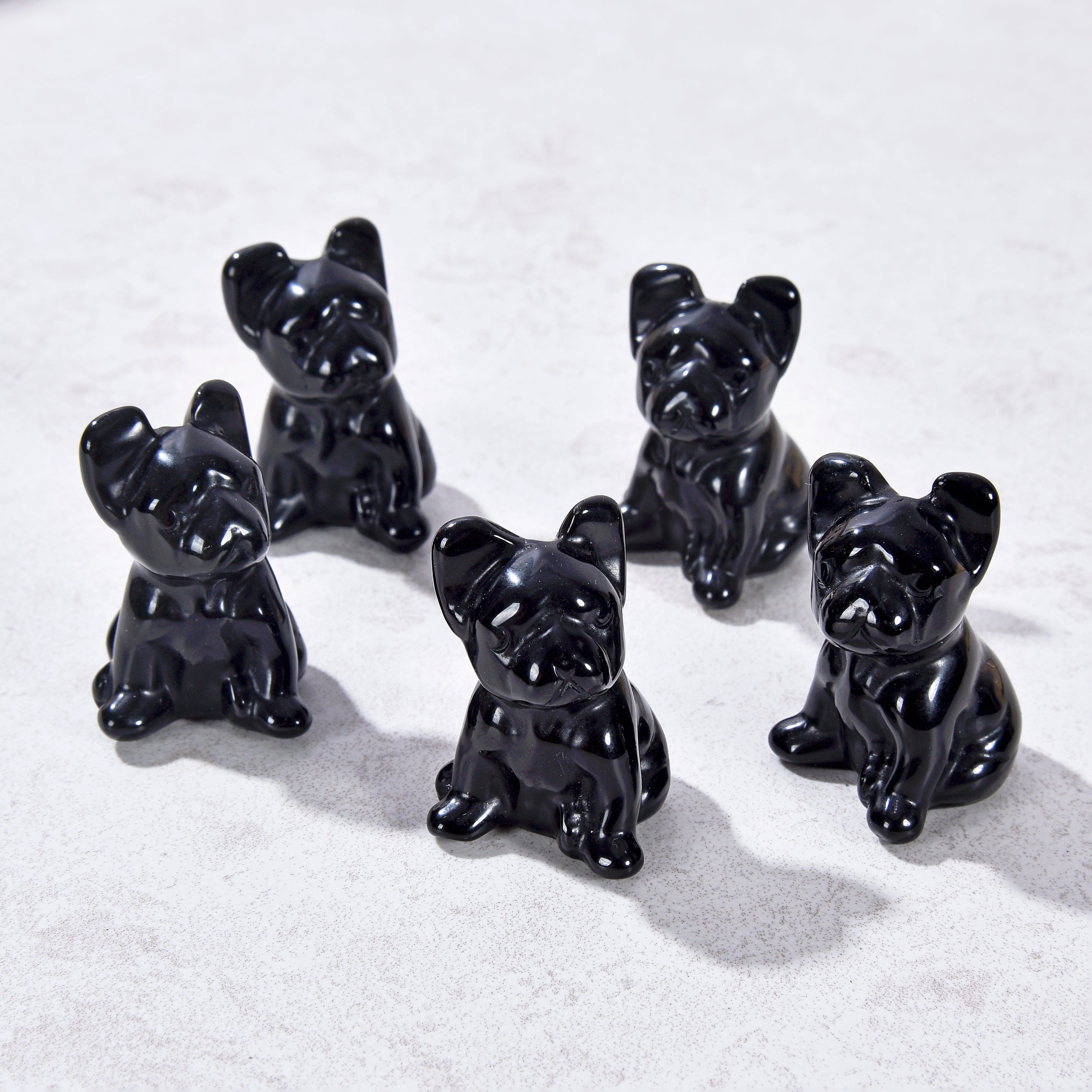 KALIFANO Gemstone Carvings 1.5" Obsidian Bulldog Natural Gemstone Carving CV11-BD-OB