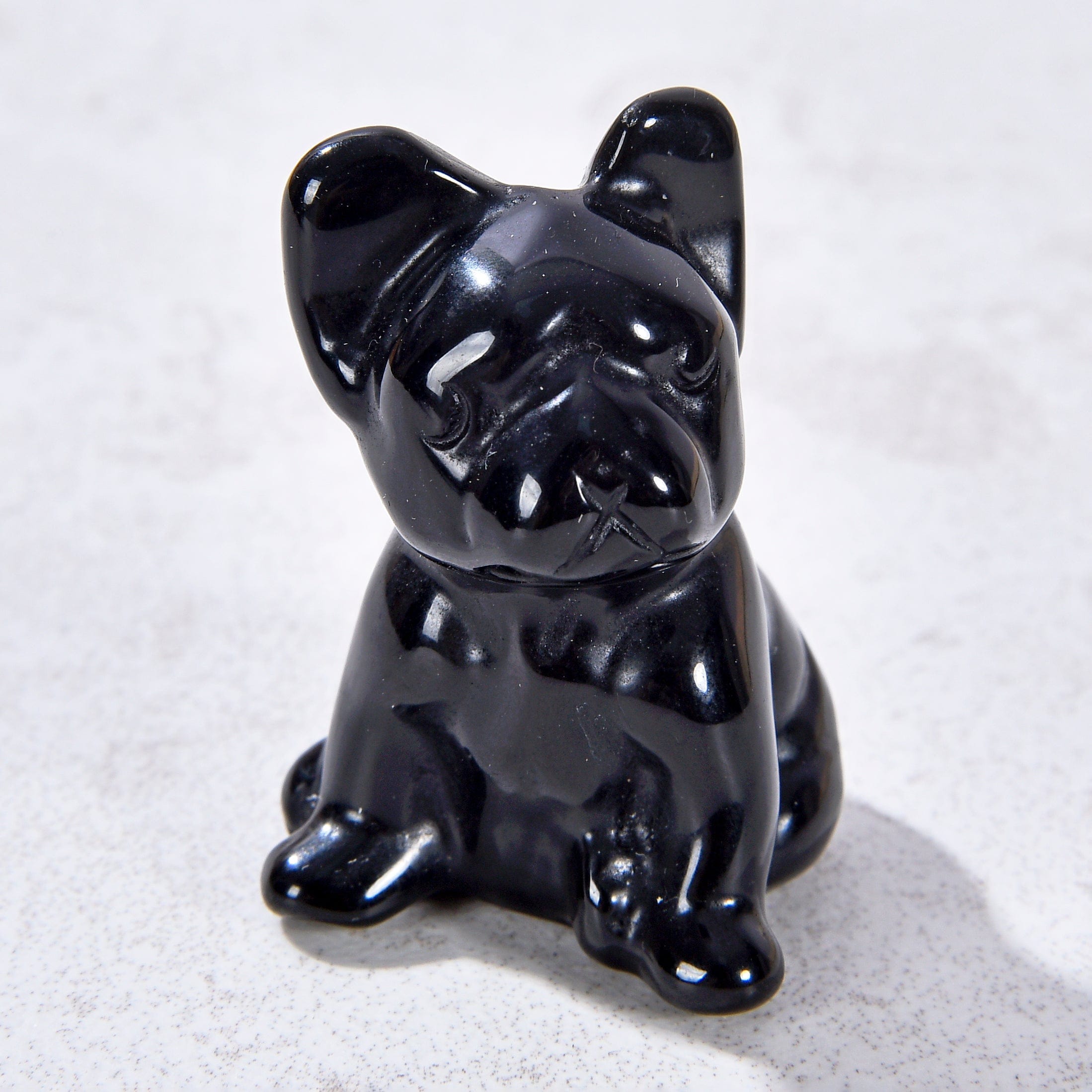 KALIFANO Gemstone Carvings 1.5" Obsidian Bulldog Natural Gemstone Carving CV11-BD-OB