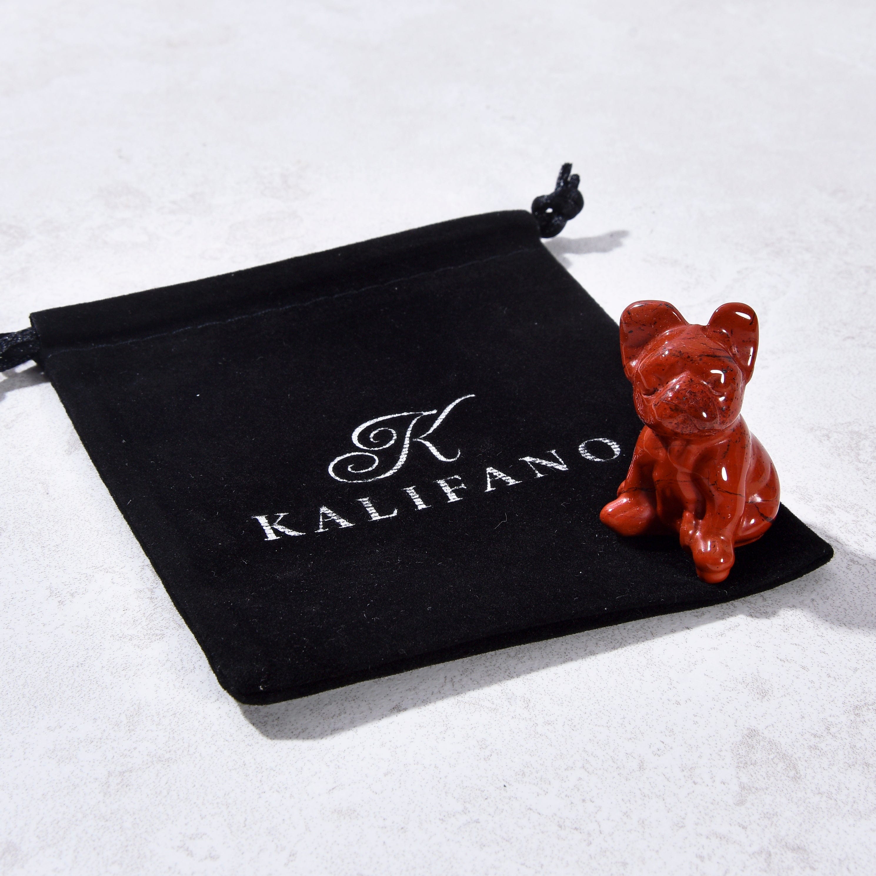 KALIFANO Gemstone Carvings 1.5" Red Jasper Bulldog Natural Gemstone Carving CV11-BD-RJ