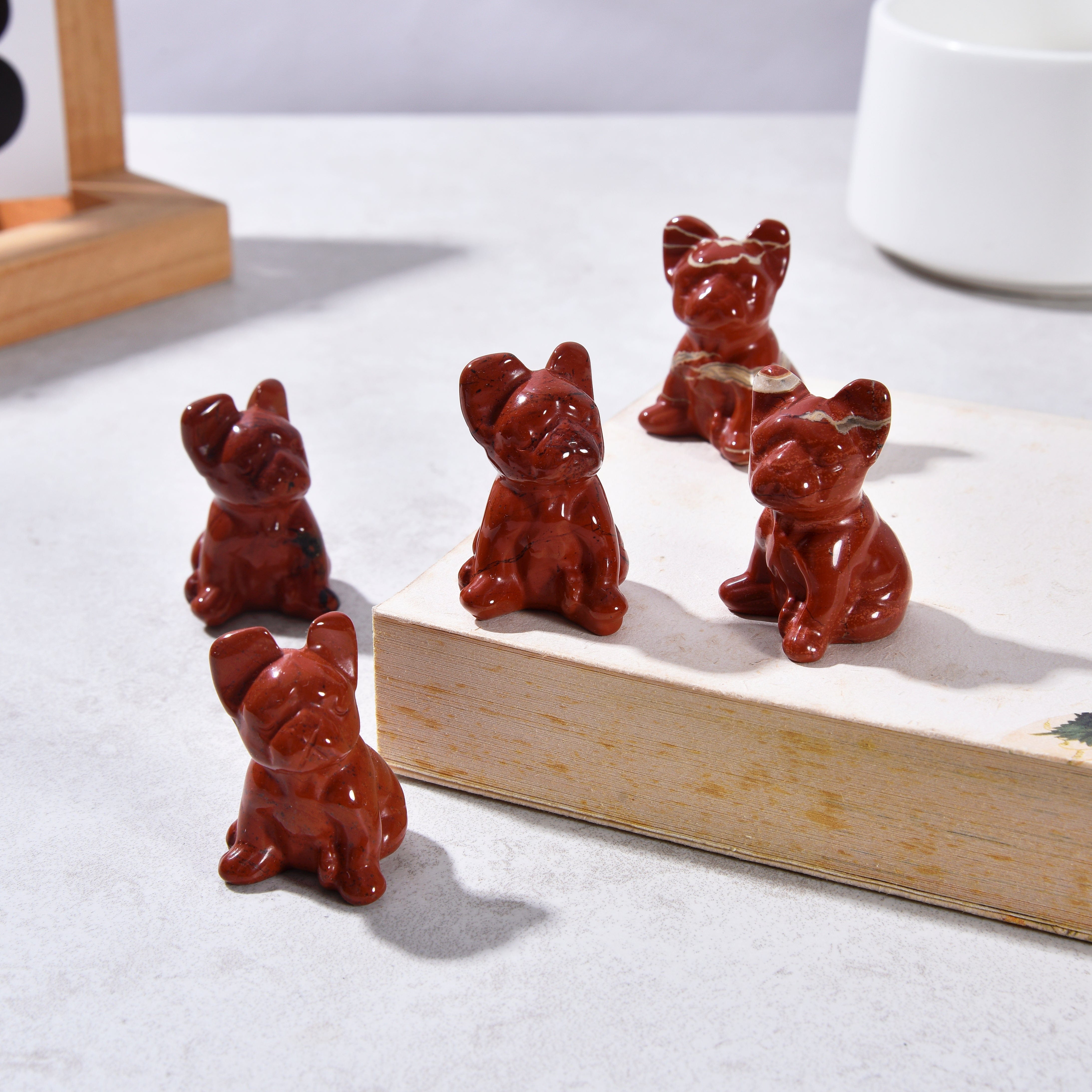 KALIFANO Gemstone Carvings 1.5" Red Jasper Bulldog Natural Gemstone Carving CV11-BD-RJ