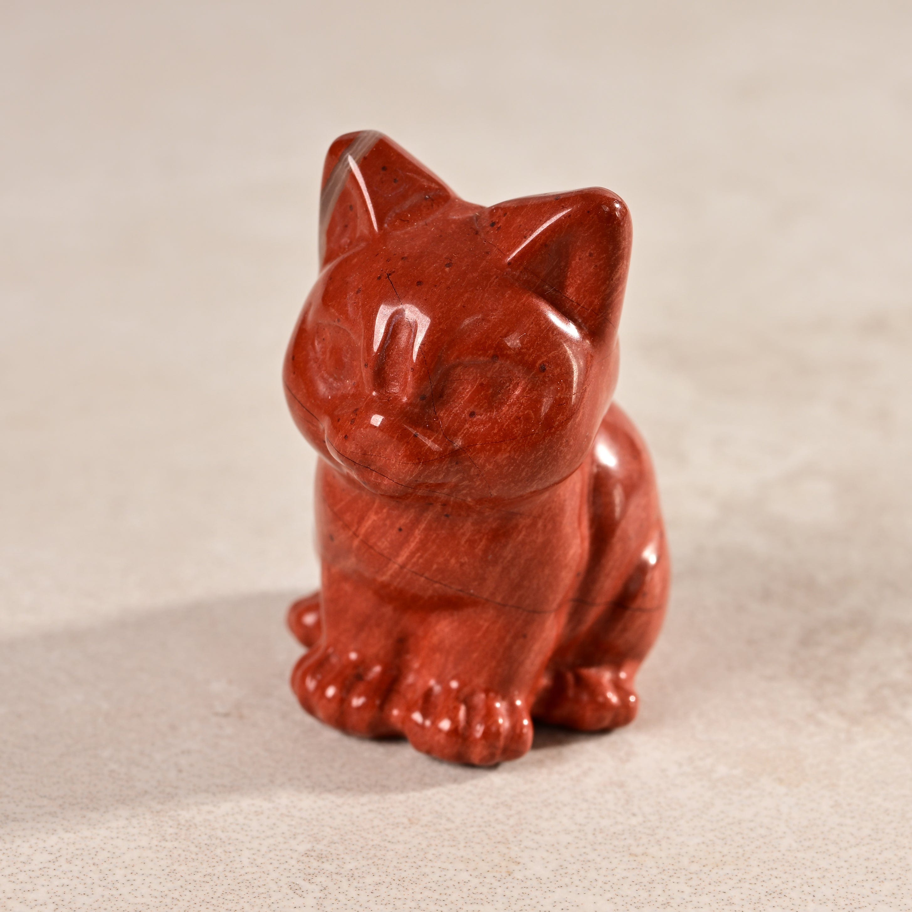 KALIFANO Gemstone Carvings 1.5" Red Jasper Cat Natural Gemstone Carving CV11-C-RJ
